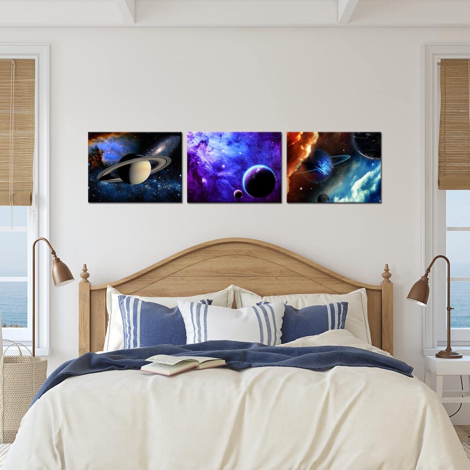 Galaxy Stars Abstract Space Canvas Prints for Kids Room