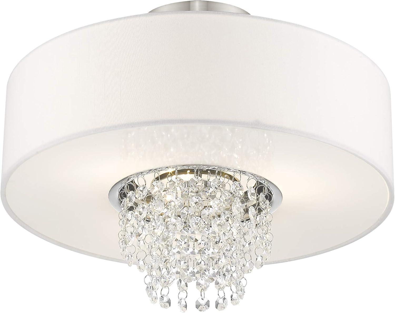 Carlisle Brushed Nickel 3-Light Semi-Flush Mount with Crystal Accents