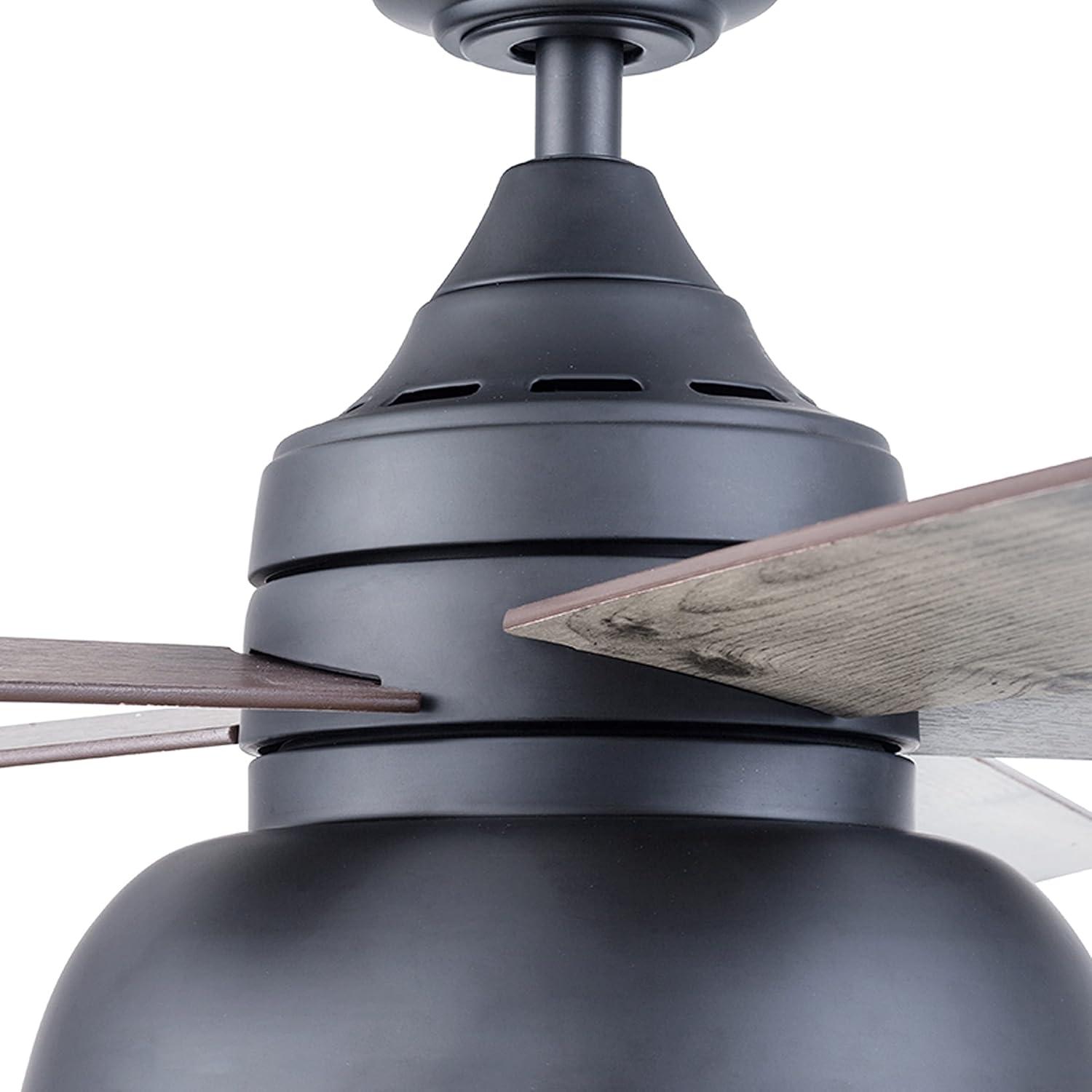 Prominence Home 51659-45 Brightondale 52 in. Industrial Style Indoor Outdoor LED Ceiling Fan with Light - Matte Black