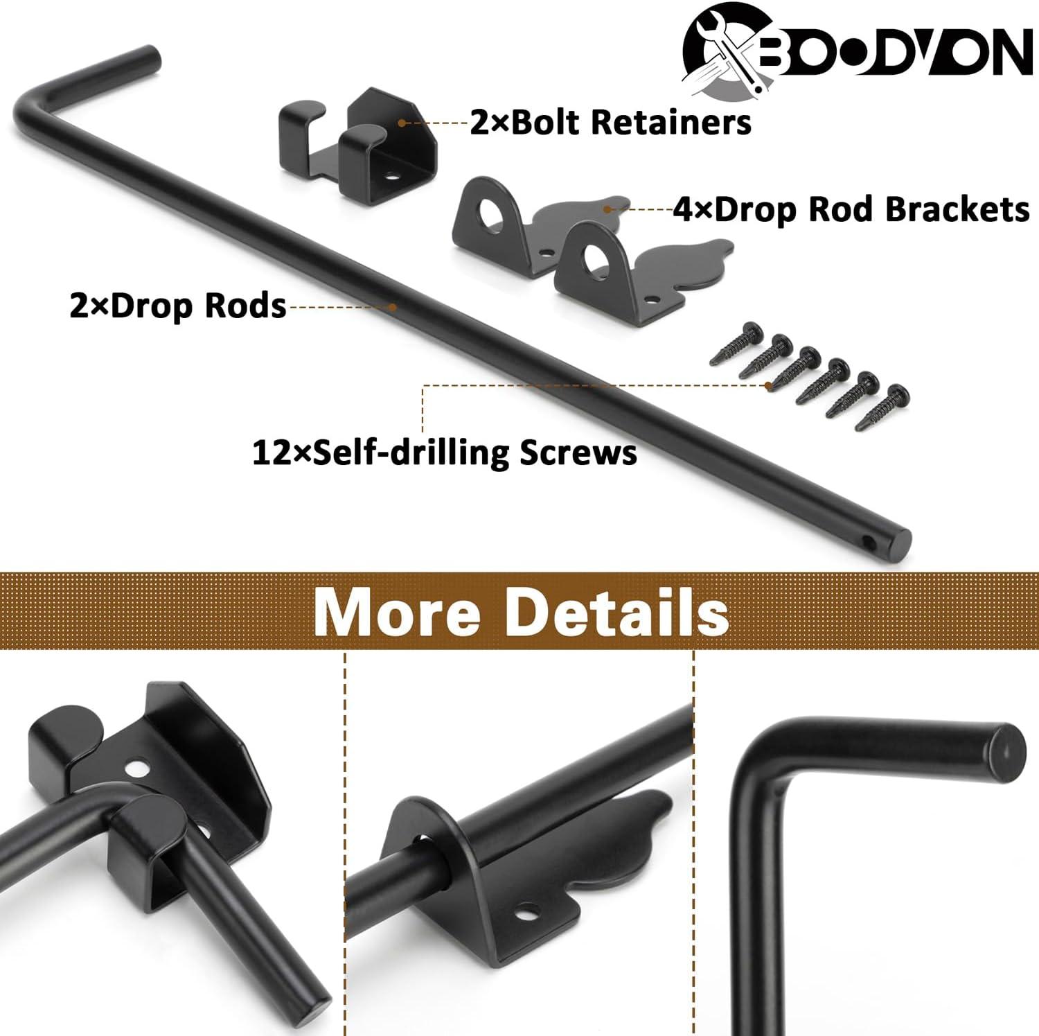 24 Inch Cane Bolt Gate Drop Rod Heavy Duty Gate Hardware, Gate Ground Latch for Wooden Fences, Metal Gates Doors Stopper for Gate Ground, Wrought Iron Gate Latches, Black Finish(2 Pack)