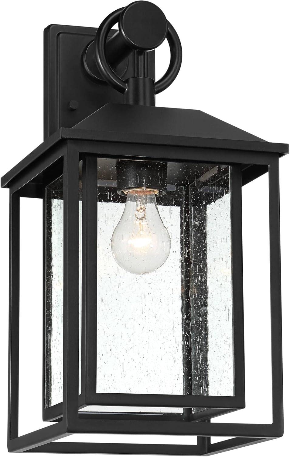 John Timberland Califa Mission Outdoor Wall Light Fixture Black Metal 18" Clear Seedy Glass for Post Exterior Barn Deck House Porch Yard Patio Home