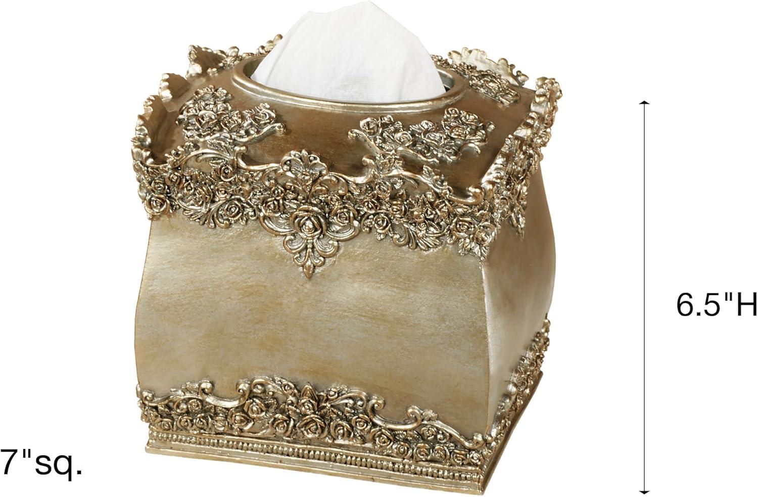 Victoria Rose Gold Handpainted Resin Tissue Cover