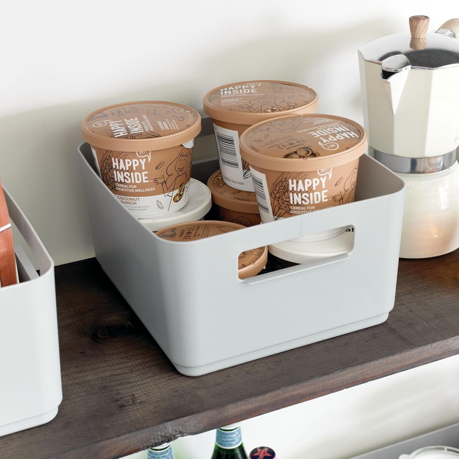 iDesign iDesign Plastic Pantry Storage Bin with Handles for Kitchen Organization - Set of 2 - Gray