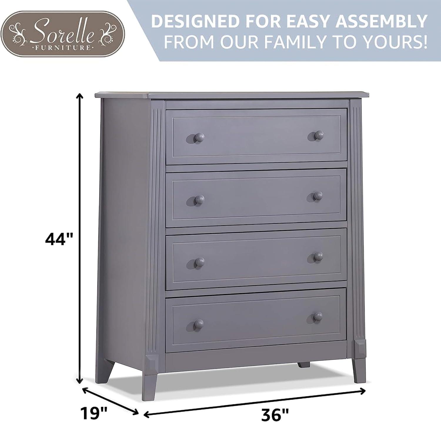 Sorelle Berkley 4 Drawer Chest Dresser Gray