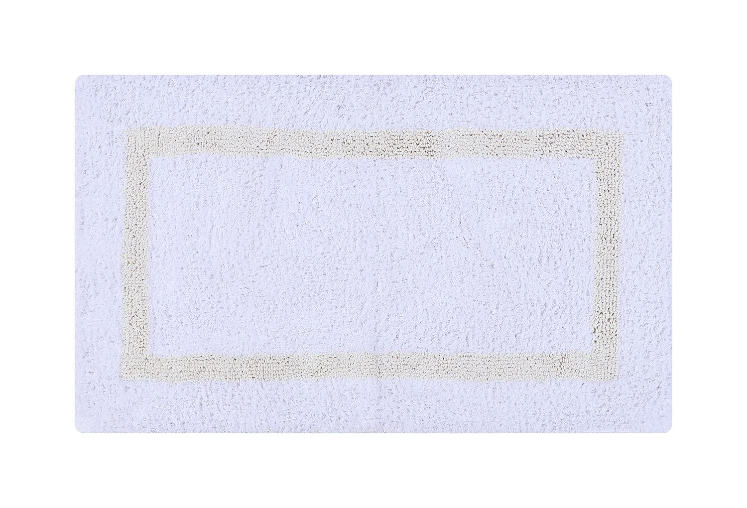 Better Trends Hotel 100% Cotton Tufted Two Tone Reversible Bath Rug 24" x 40" Rectangle - White/Ivory