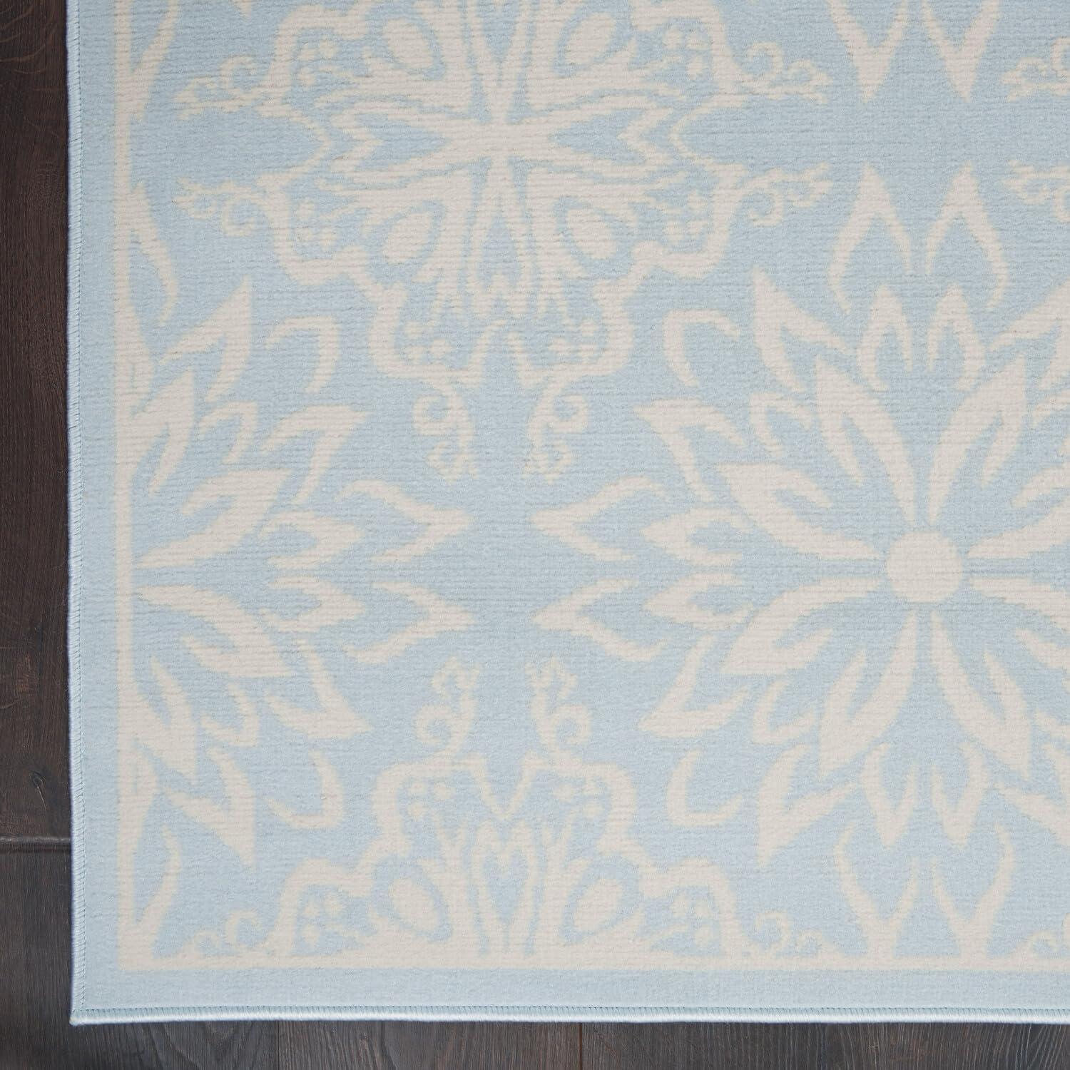 Nourison Jubilant Floral Ivory/Light Blue 6' x 9' Area Rug, (6x9)