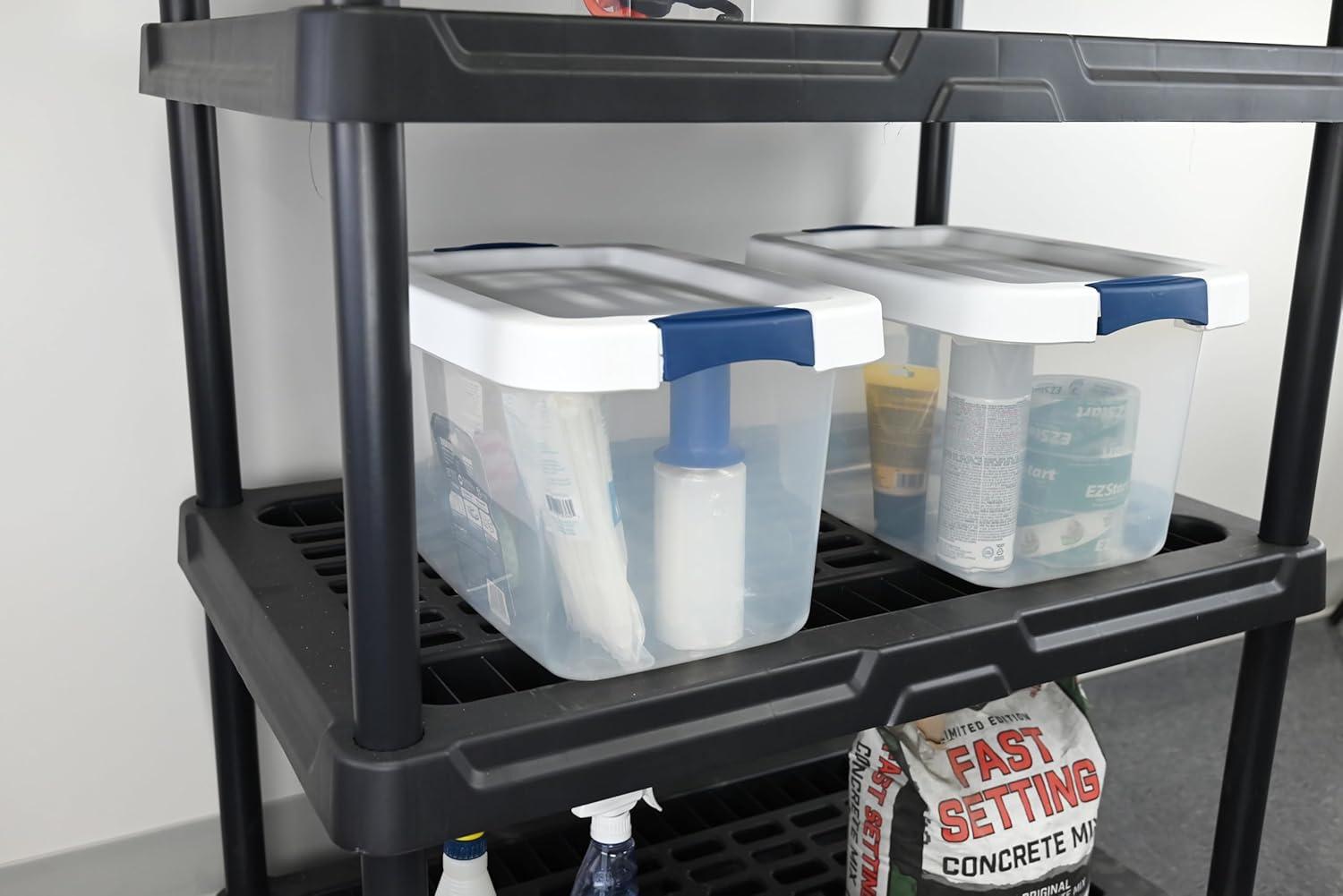 Black Heavy Duty 4-Tier Ventilated Plastic Storage Shelf