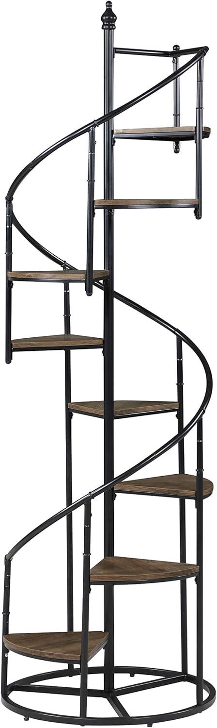 8-shelf Staircase Bookcase Rustic Brown and Black