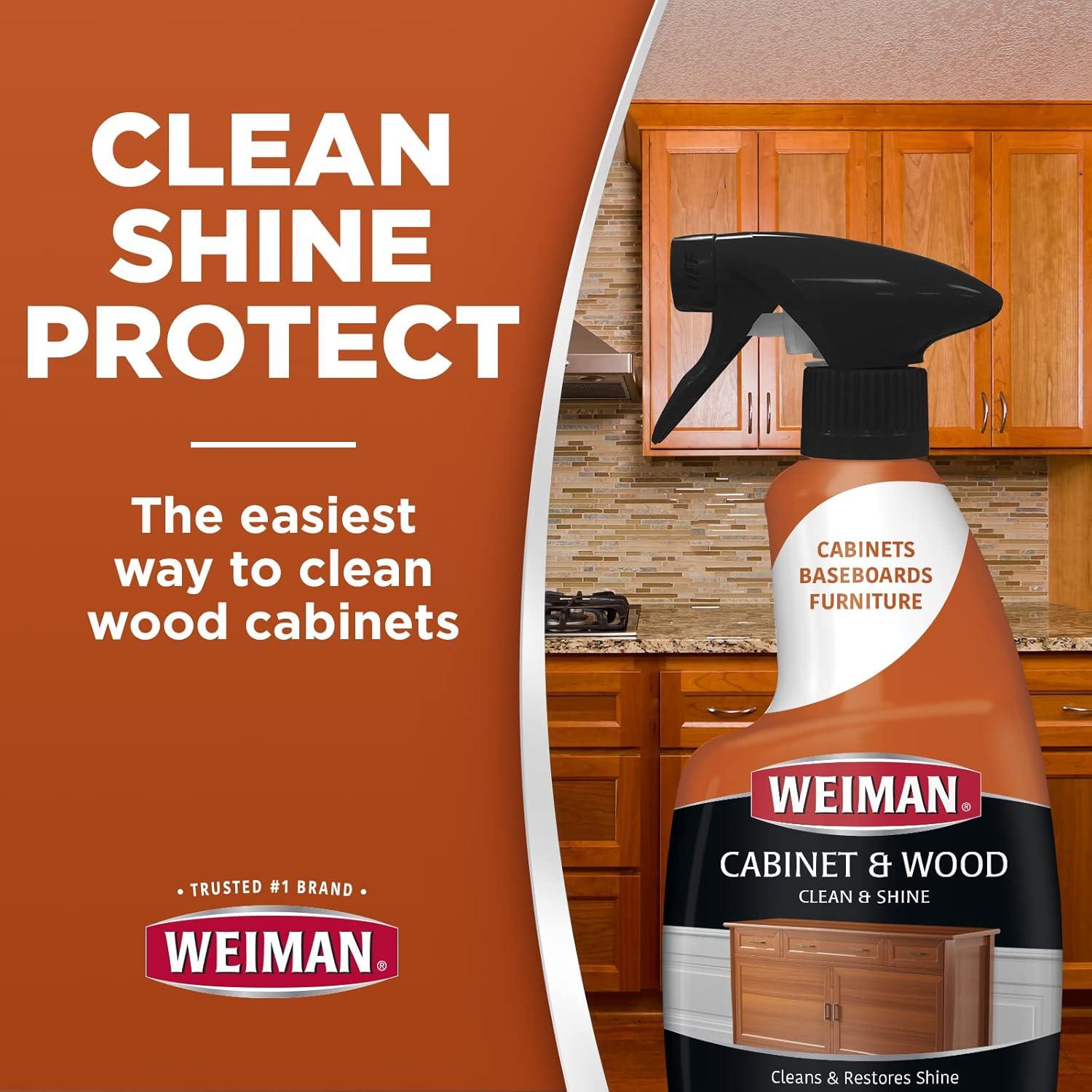 Weiman Liquid Wood Cleaner & Polish, Almond Scent, 16 Fluid Ounce, 2 Count w/ Microfiber Towel