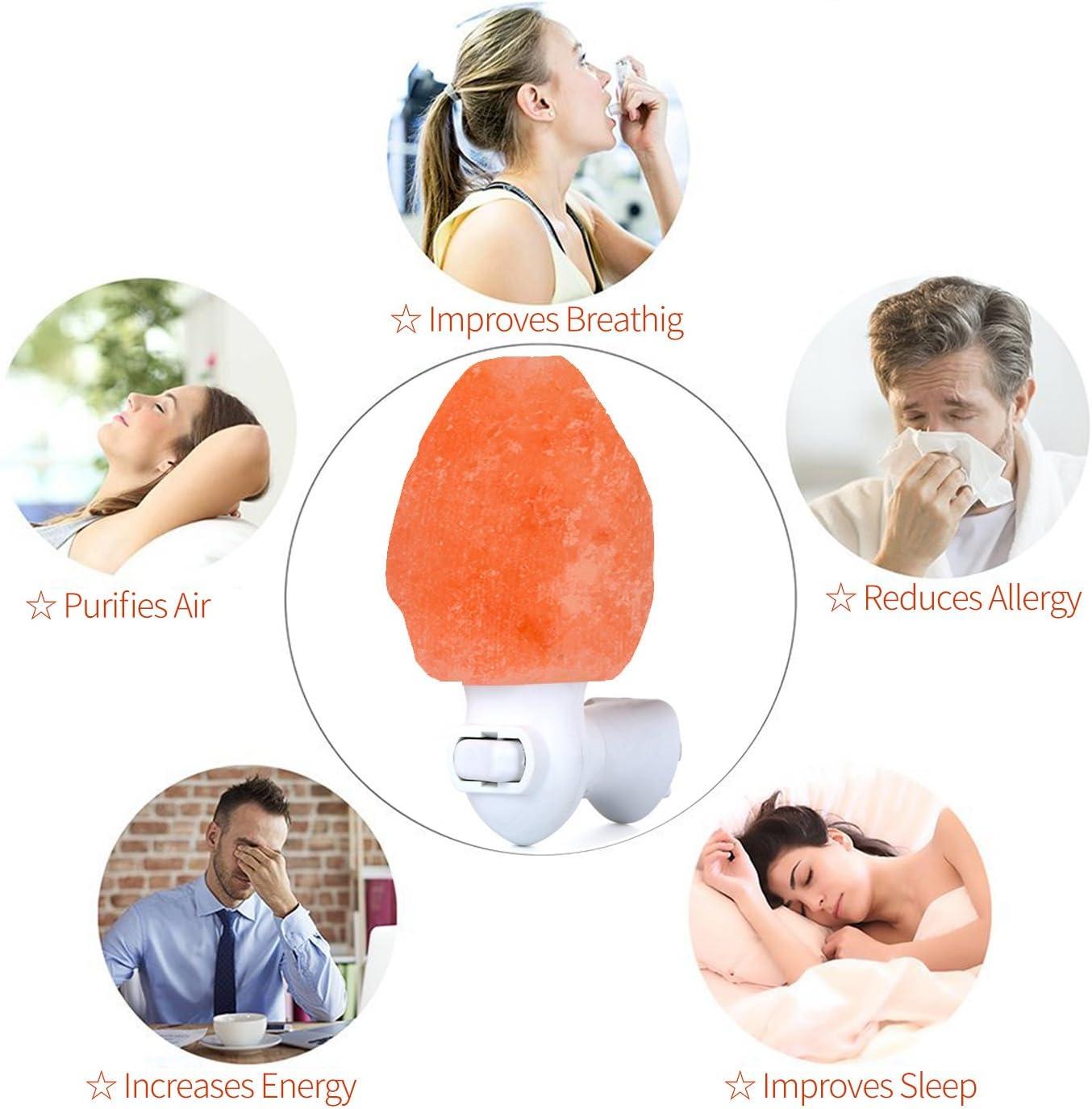 Betus Natural Crystal Himalayan Salt Wall Lamp - Air Purifying Night Light - 360° Rotatable Plug 7W Bulb - Cylindrical