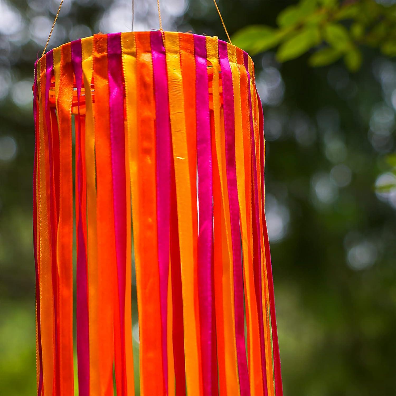 In the Breeze 5187 — 39-Inch Sunset Ribbon Windsock — Colorful Orange-Hue Satin Ribbon Hanging Decoration