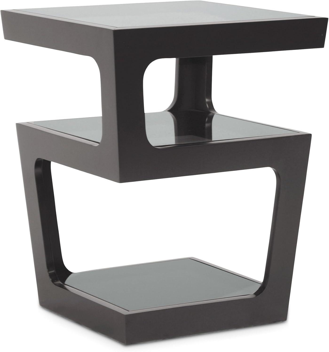 Clara Modern End Table with 3 Tieglass Shelves Black - Baxton Studio