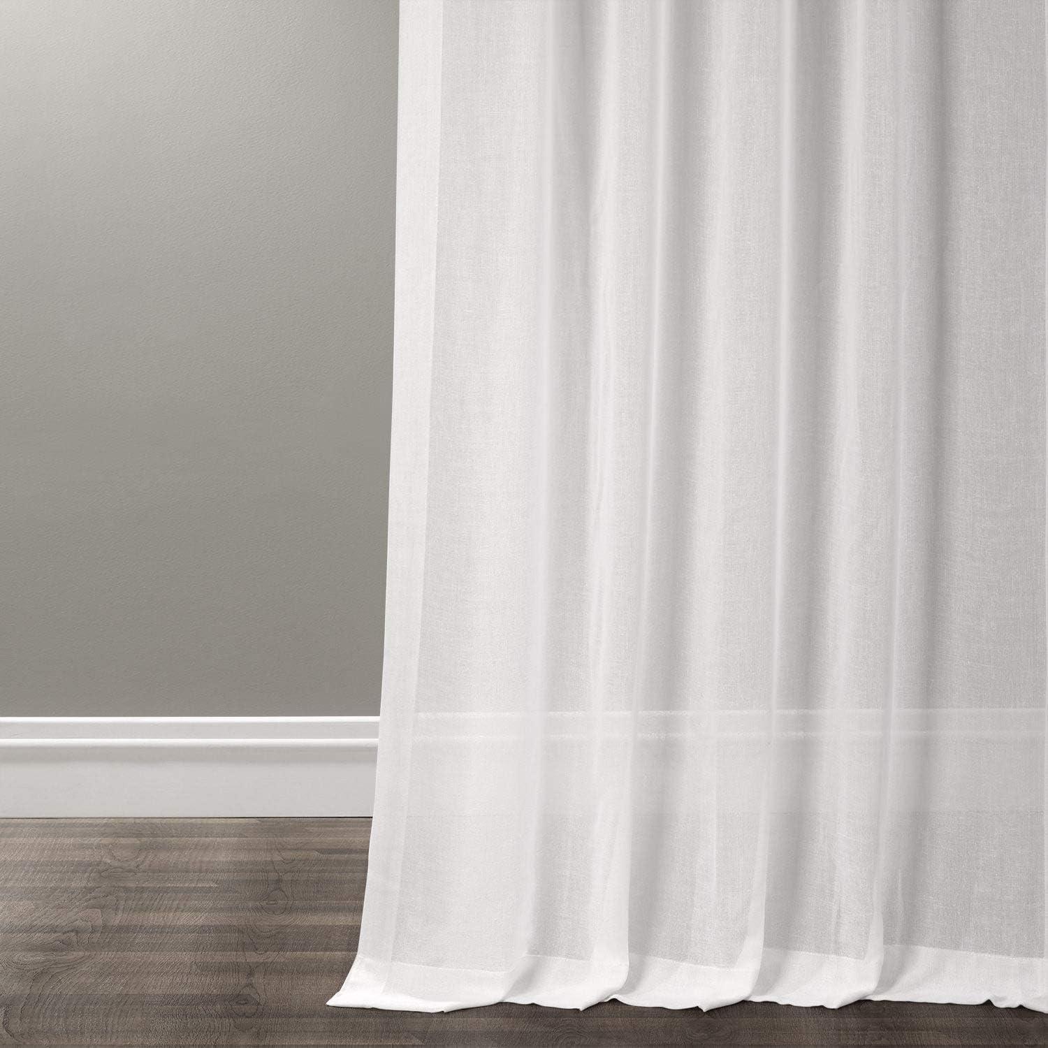 White Orchid Faux Linen Sheer Curtain (1 Panel), White Orchid, 50W X 96L