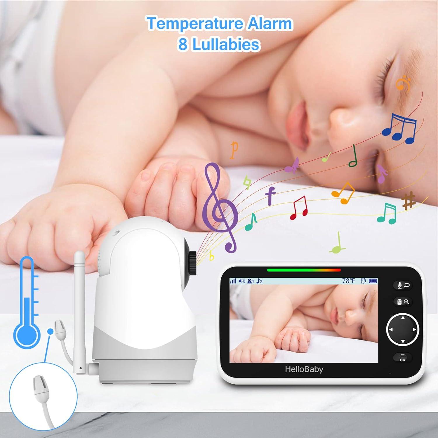 HelloBaby 5'' Black and White Wireless Baby Monitor with Night Vision