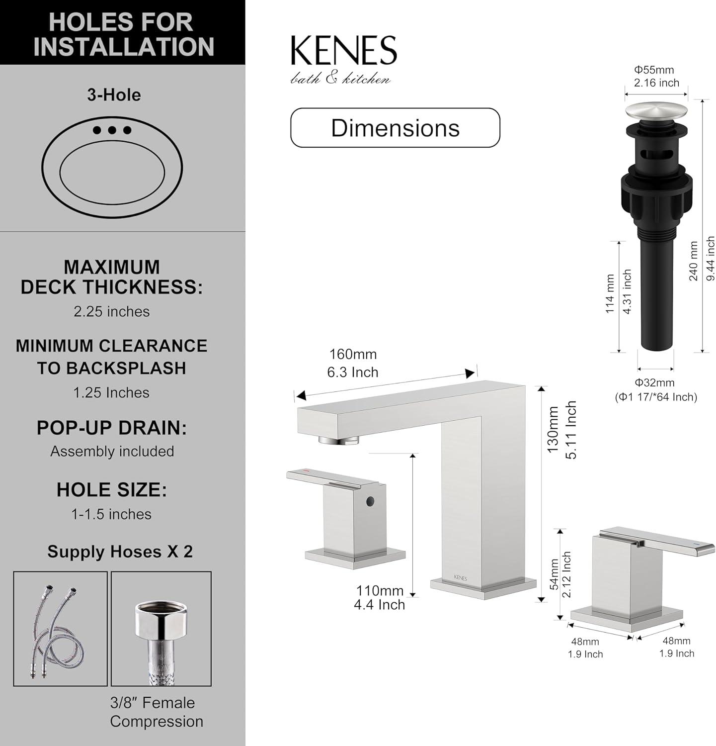 Brushed Nickel Widespread Bathroom Faucet with Lever Handles