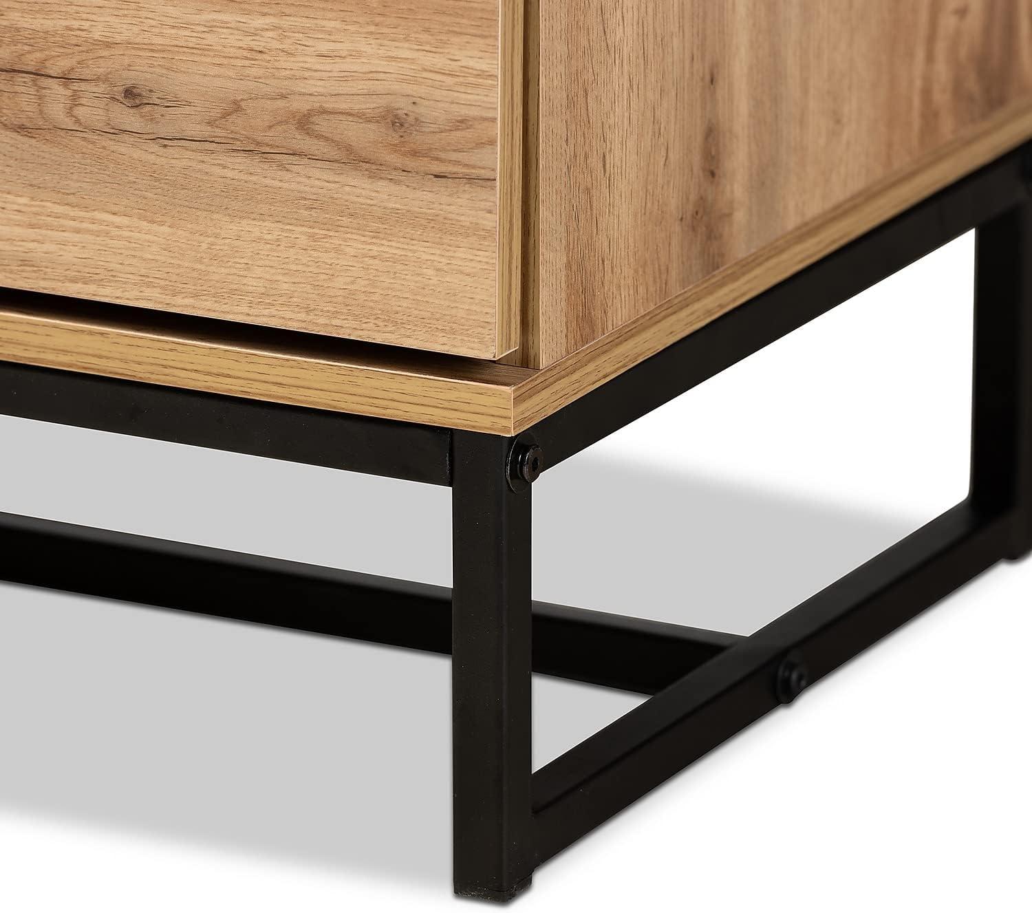 Reid Oak and Black Industrial 4-Drawer Dresser