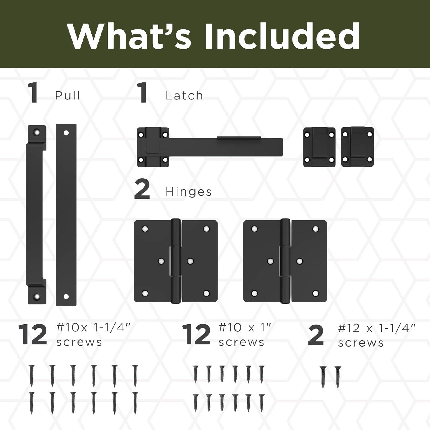 V1110 Modern Gate Kit (1 pull, 1 latch, 2 hinges) - Black