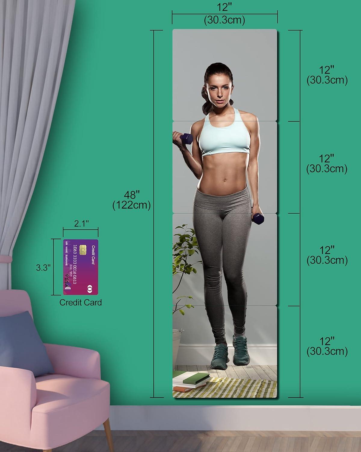 N\C Plexiglass Acrylic Soft Mirror Non-Glass shatterproof Mirror Full Length Mirror Wall Mirror Frameless Home Fitness Mirror 4 Pcs 12"x12" cyhqo