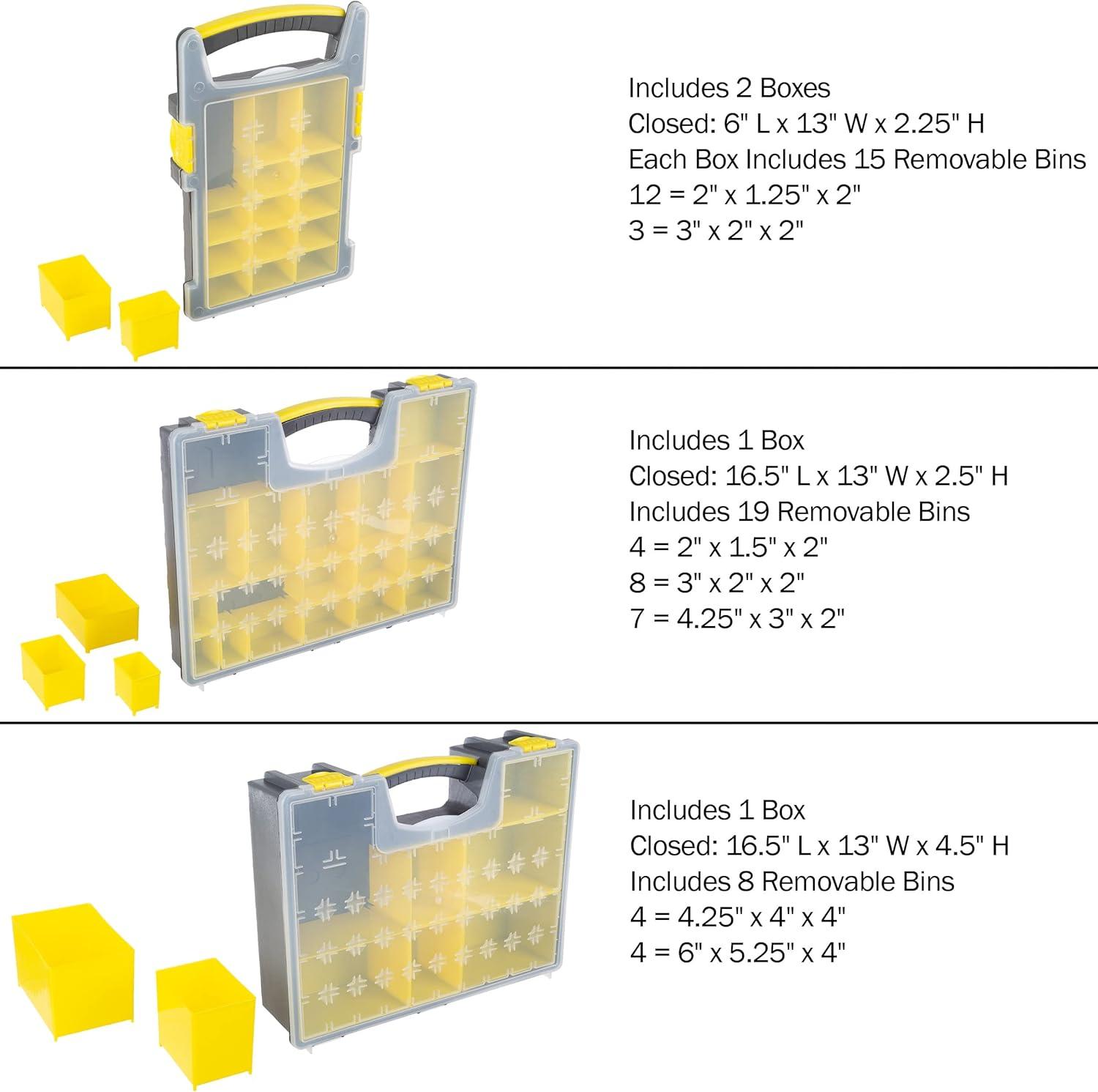 Stalwart Stalwart Tool and Hardware Organizer and Storage with 3 Compartments (Set of 4)