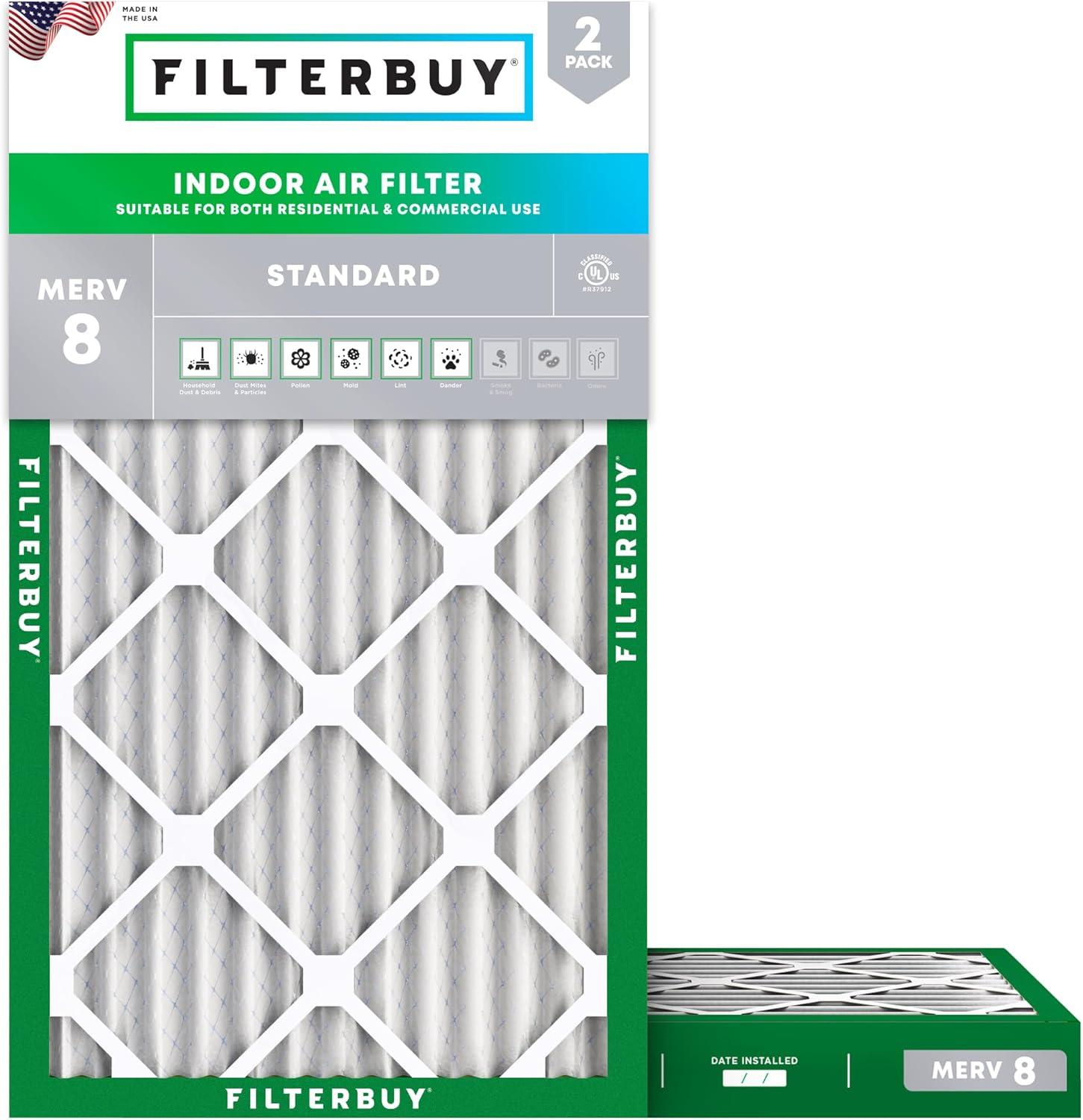 Filterbuy 18x36x2 MERV 8 Pleated HVAC AC Furnace Air Filters (2-Pack)