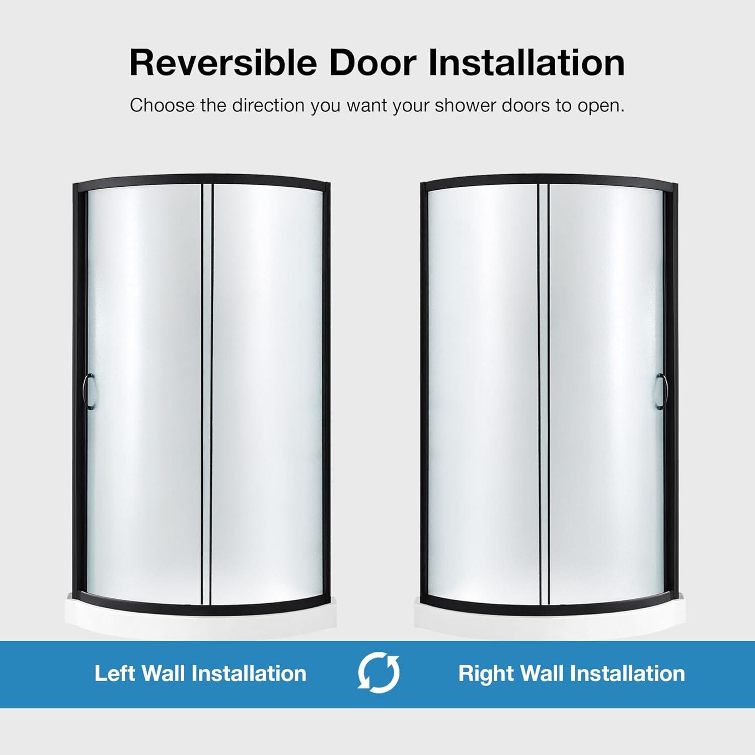 OVE Decors Breeze 33 in. Framed Round Shower Kit w/ Frosted Glass, Base