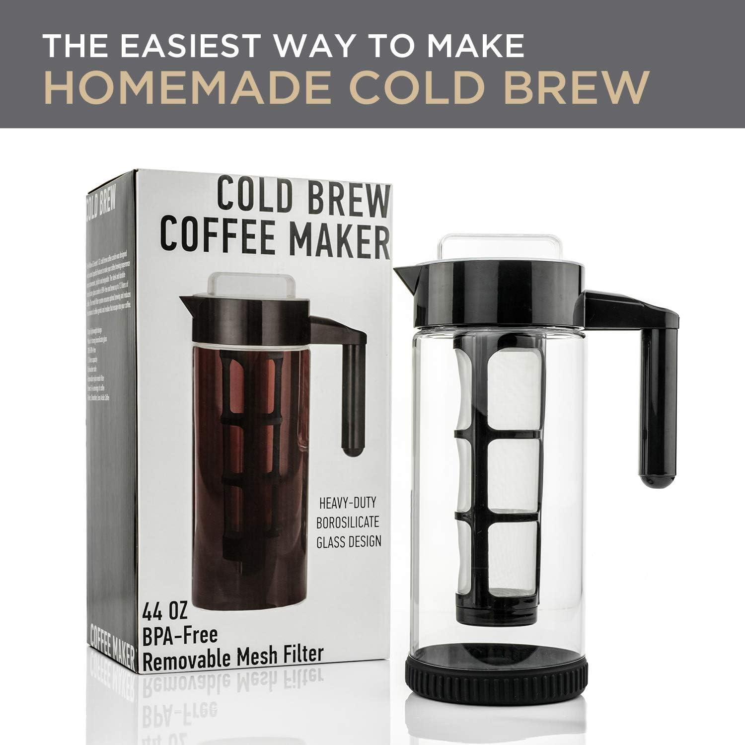 1.3L Glass Cold Brew Coffee Maker with Stainless Steel Filter