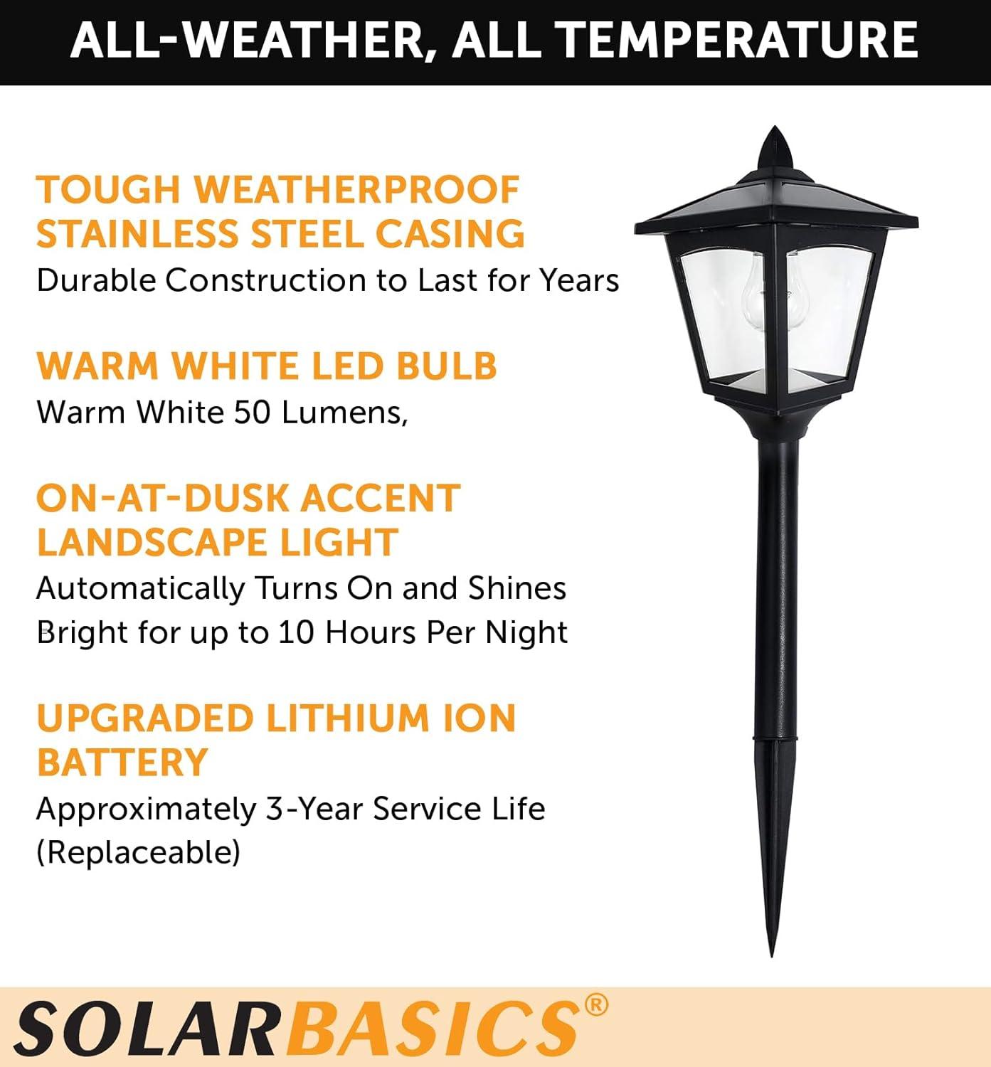 Matte Black Solar Powered Integrated LED Stainless Steel Pathway Light