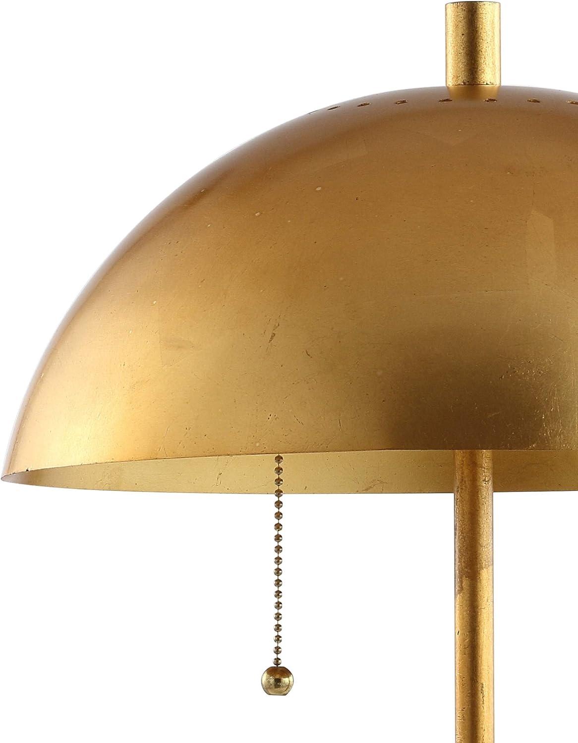 Ella 20.7" Dome Metal with Marble Base LED Table Lamp, Gold/White