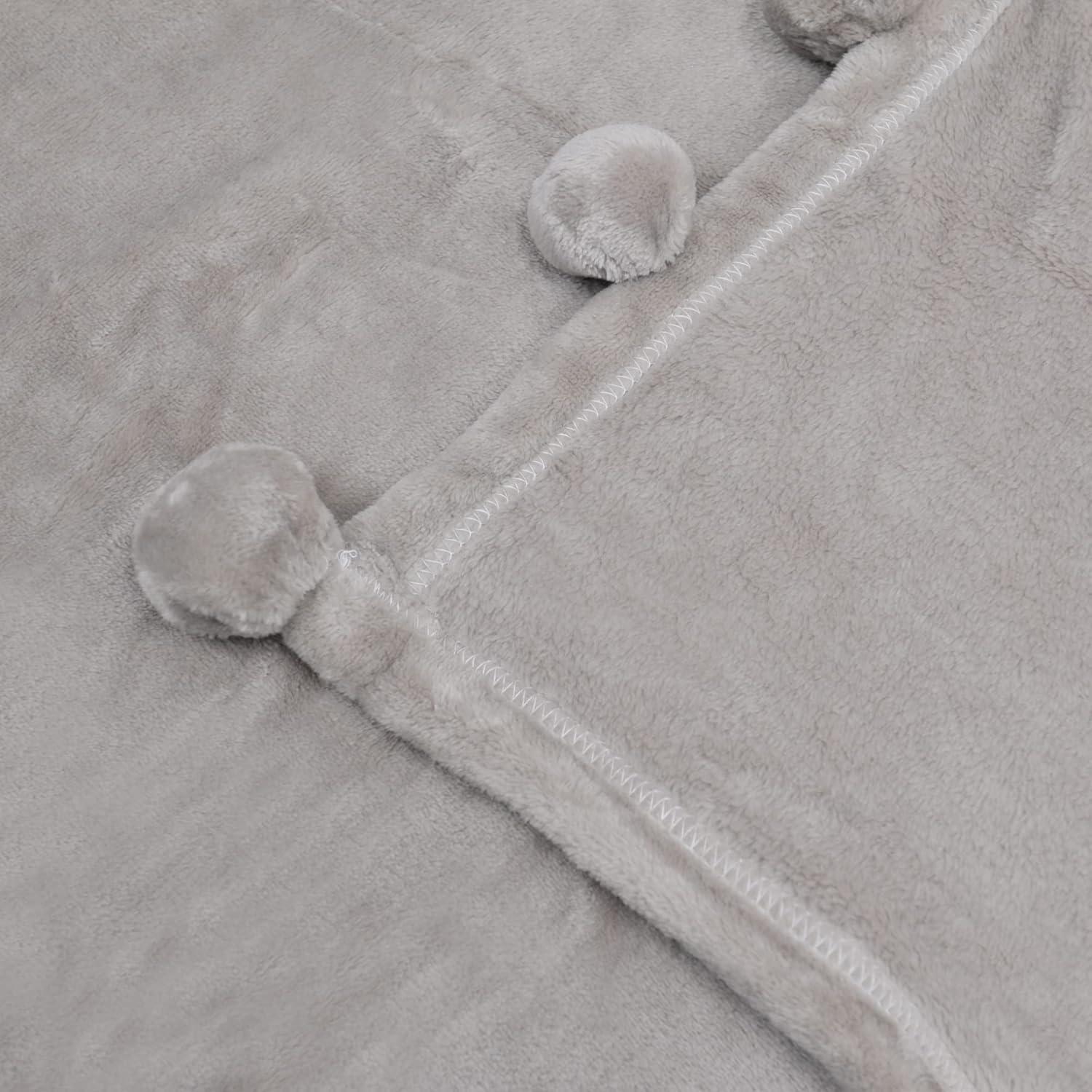 Home Soft Things Flannel Fleece Pom Pom Blanket