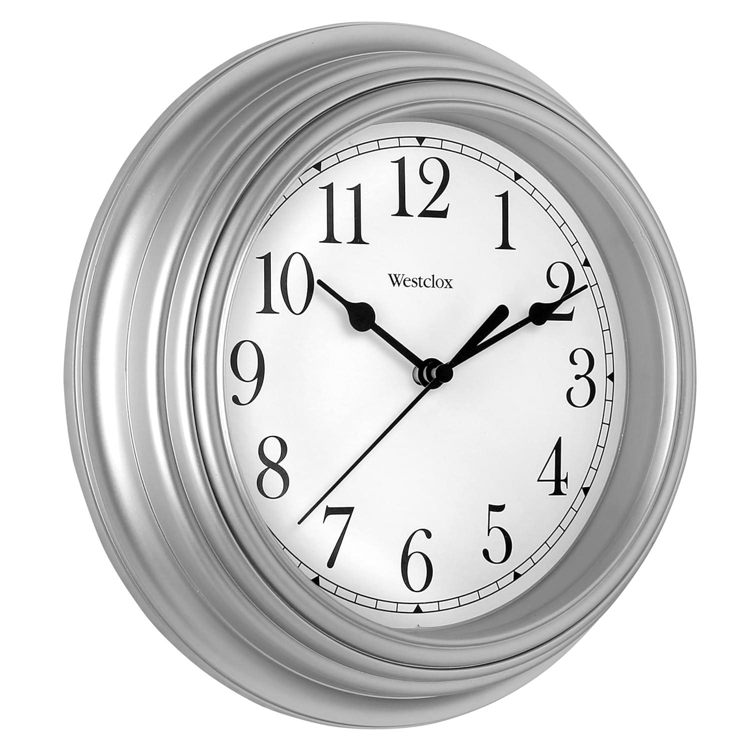 Westclox 9 inch Silver Round Simplicity Analog QA Wall Clock