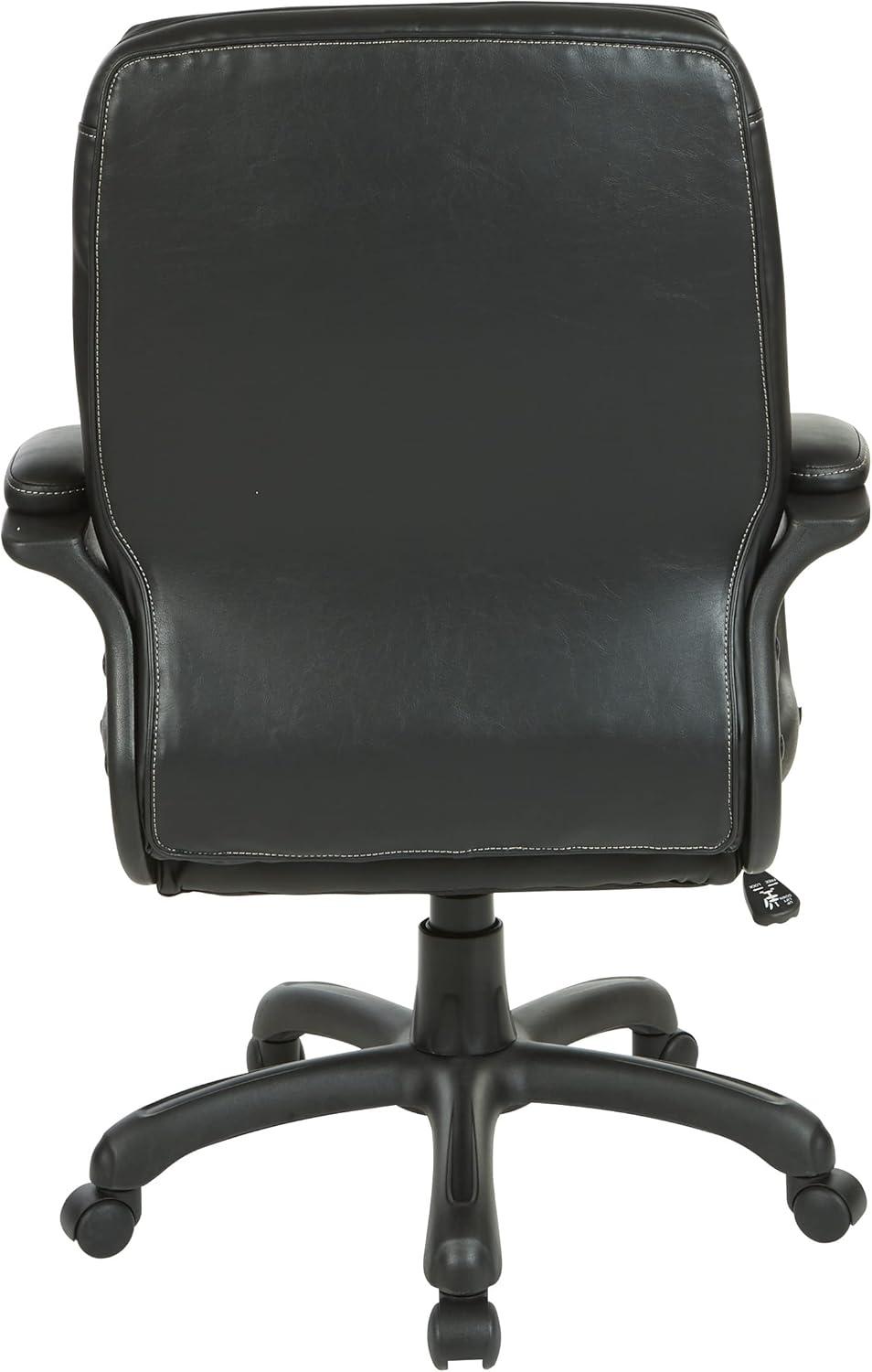 Luxury Swivel Mid-Back Black Faux Leather Office Chair