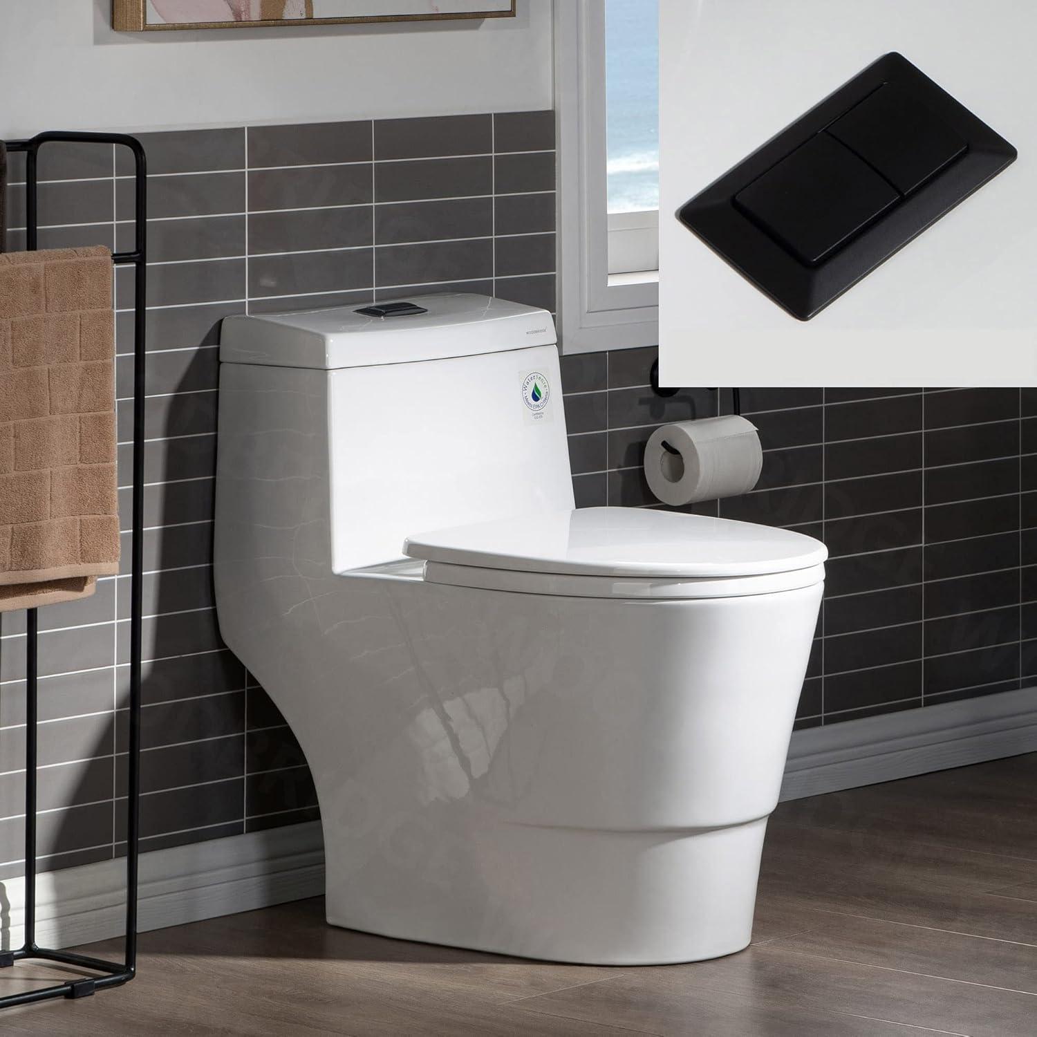 1.28 GPF Elongated Comfort ADA Height One Piece Dual-Flush Toilet with Soft-Closing Seat,MAP Flushing 1000G