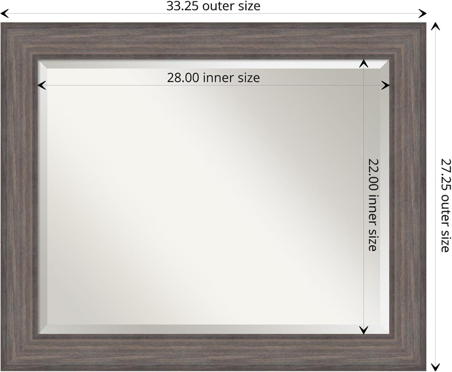 Rustic Gray Wood Beveled Bathroom Vanity Mirror