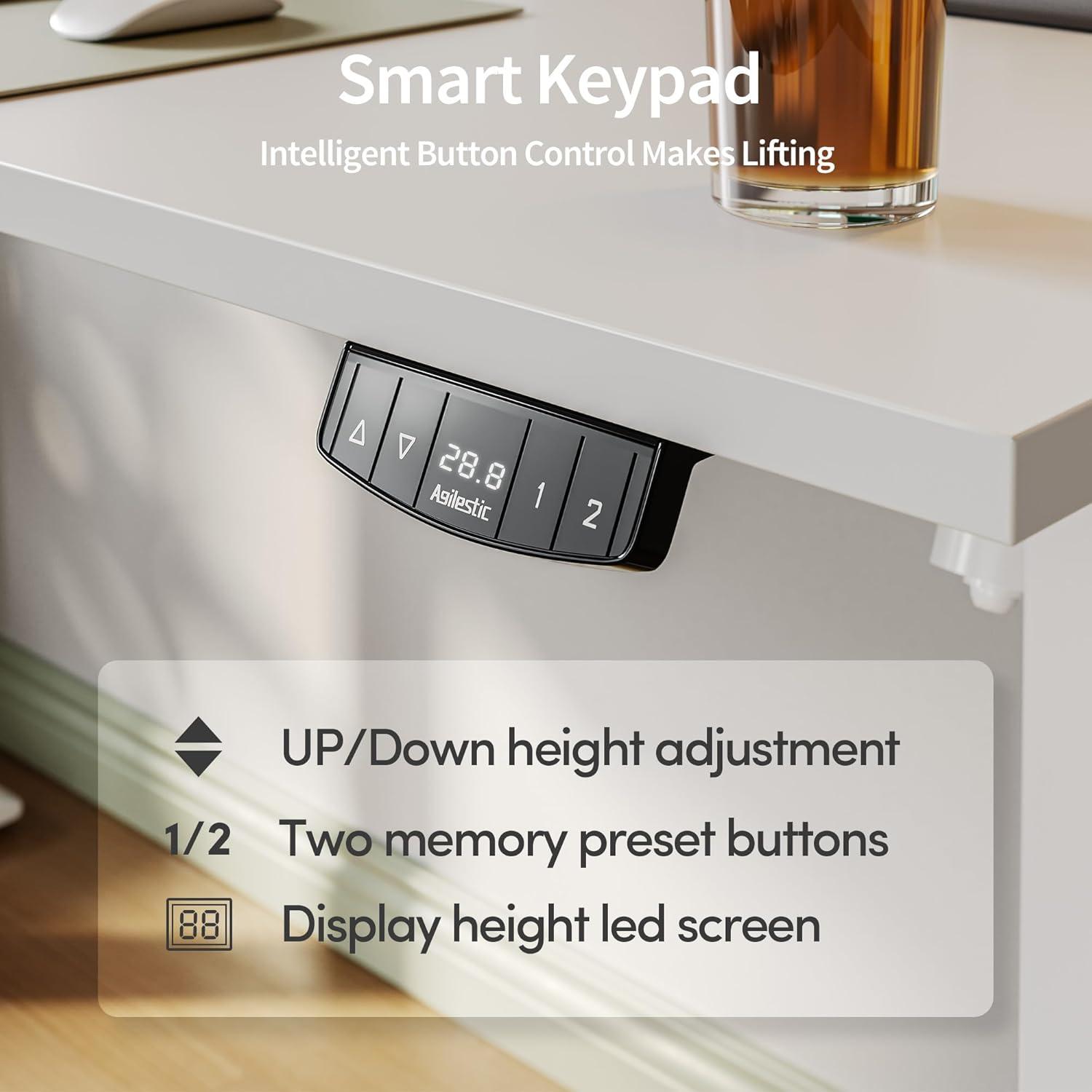 edx Electric Standing Desk, Height Adjustable Desk, 40 x 24 Inches Ergonomic Stand up Desk with Memory Preset and T-Shaped Metal Bracket for Home Office