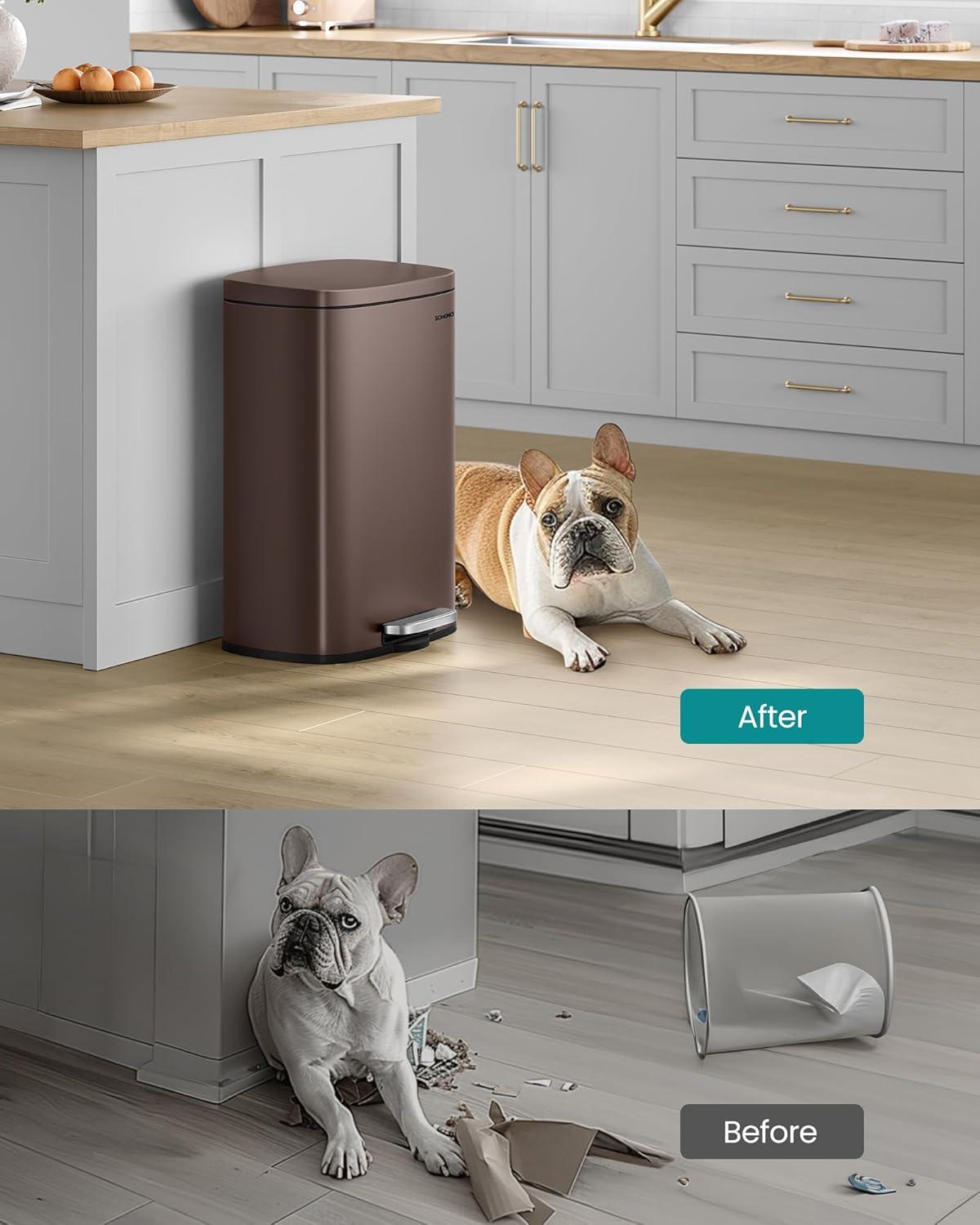 Songmics Stainless Steel Step On Fingerprint-resistant Trash Can with Back Handle