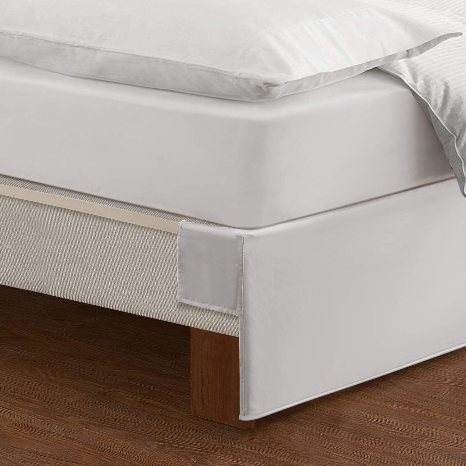 Bed Maker's Wrap-Around Hassle Free, Never Lift Your Mattress Tailored Bed Skirt, White, King