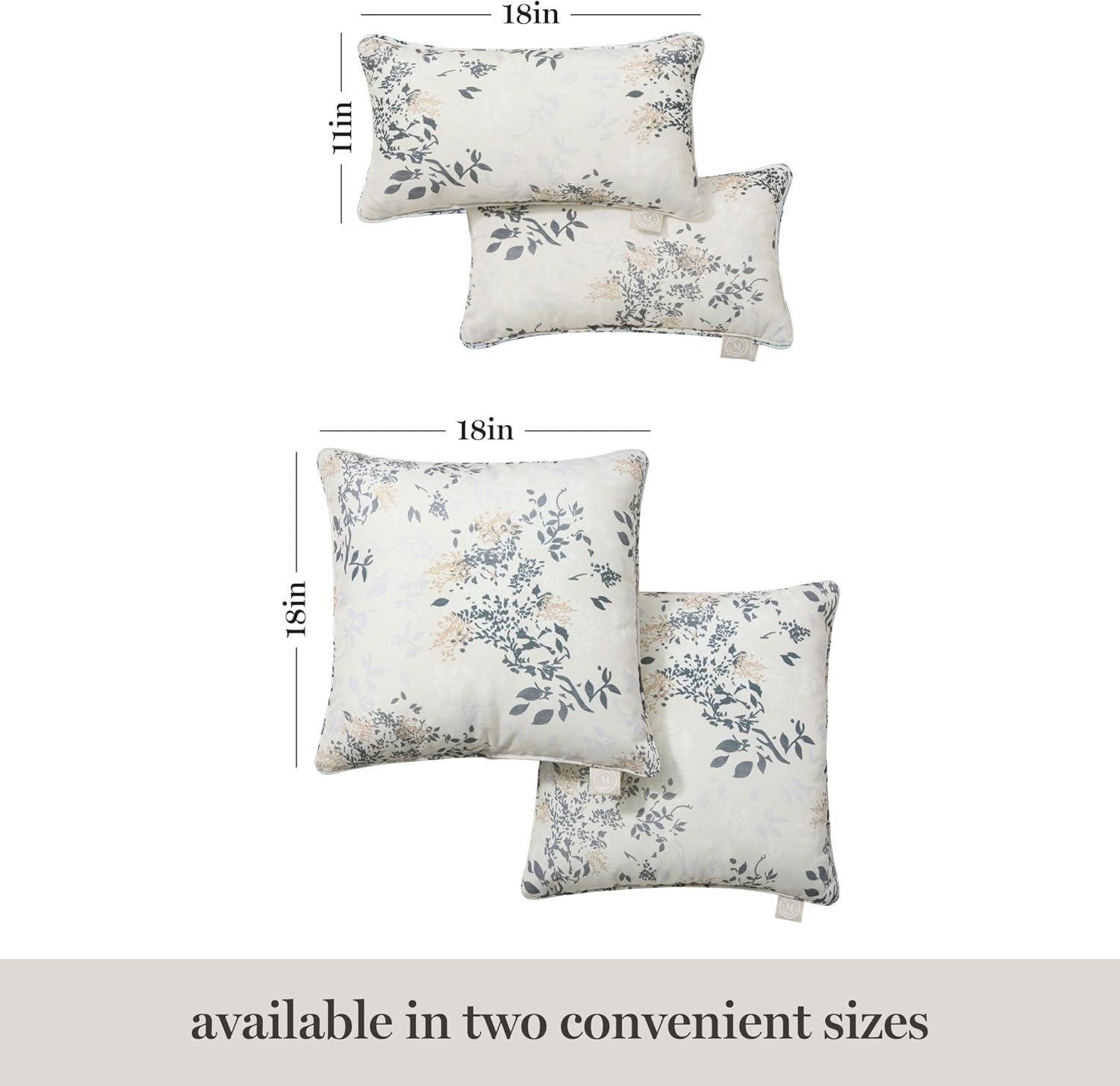 Martha Stewart MARTHA STEWART Charming Foliage Indoor Outdoor Pillow 2-Pack Set, 18" (Set of 2)