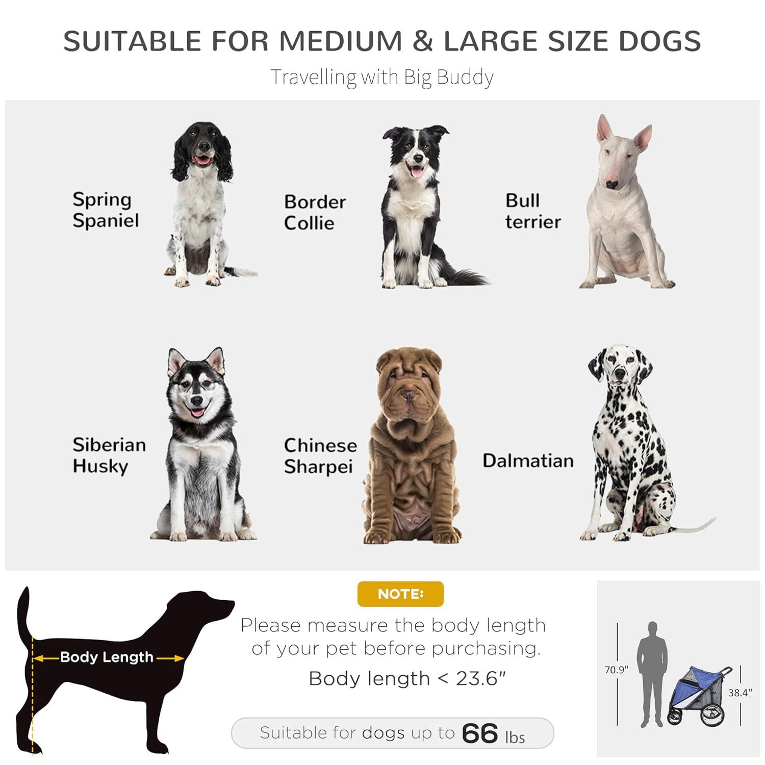 Pet Stroller for Medium and Large Dogs and Cats,Easy Fold Dog Stroller with Storage Bags,for Outdoor