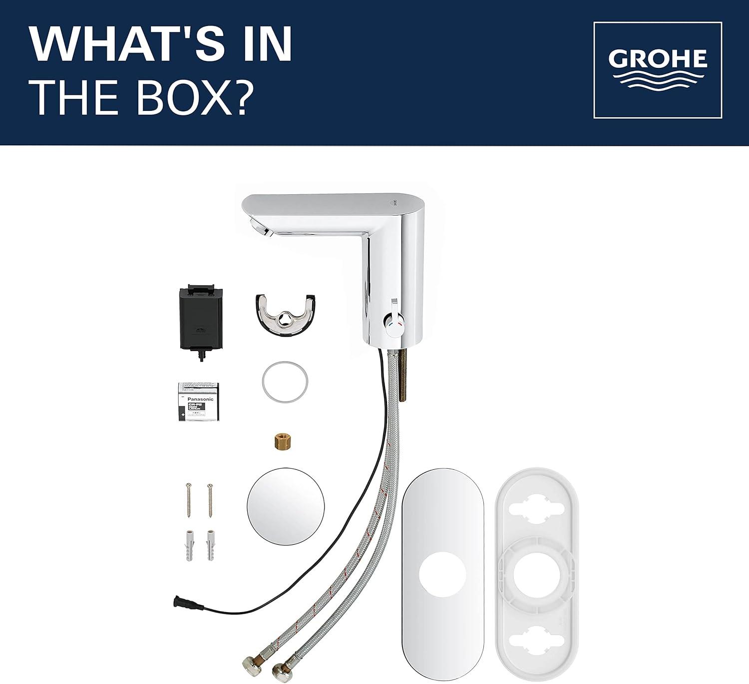 Grohe 36466000 Baucosmopolitan E Touchless Electronic Faucet with Temperature Control Lever, Battery-Powered