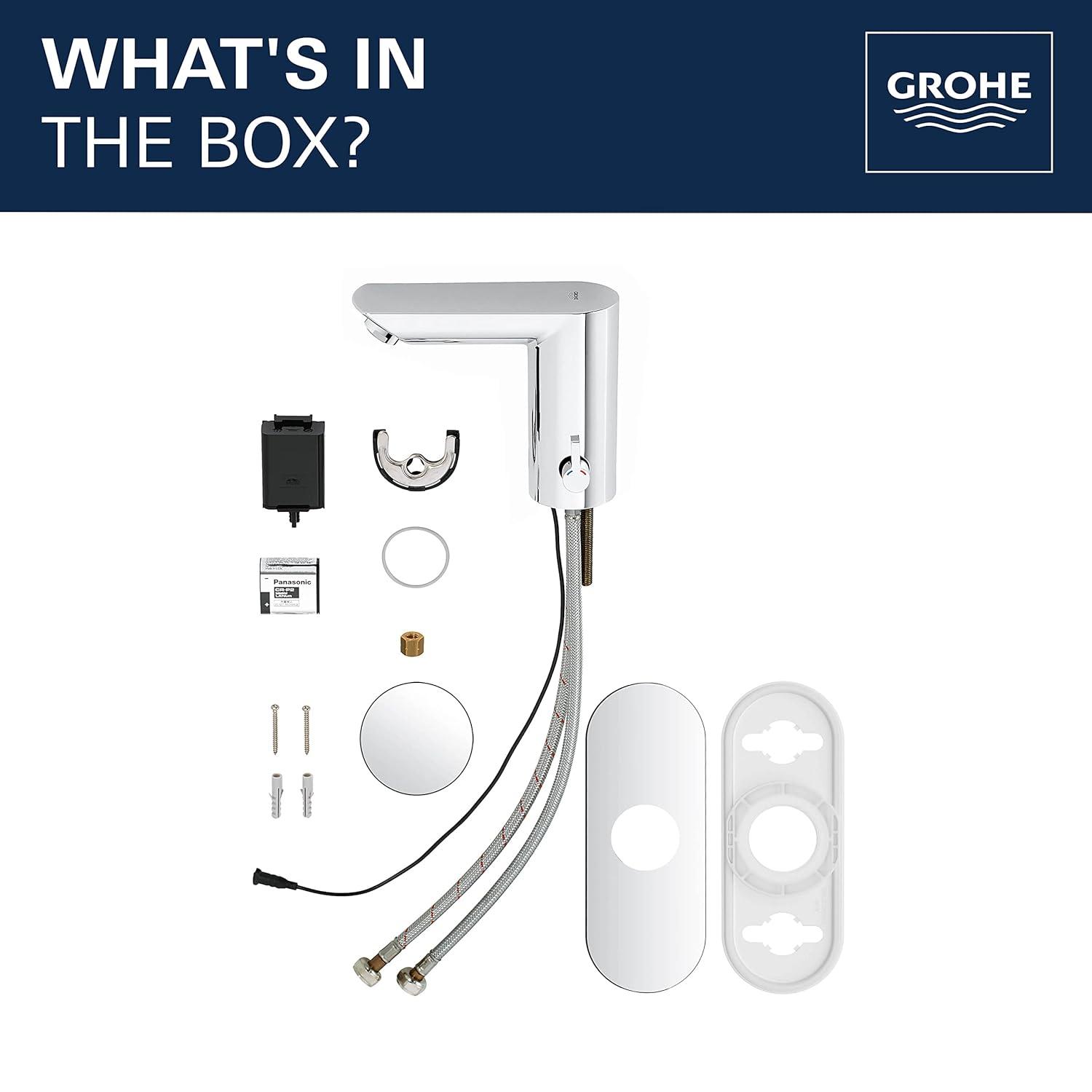 Grohe 36466000 Baucosmopolitan E Touchless Electronic Faucet with Temperature Control Lever, Battery-Powered