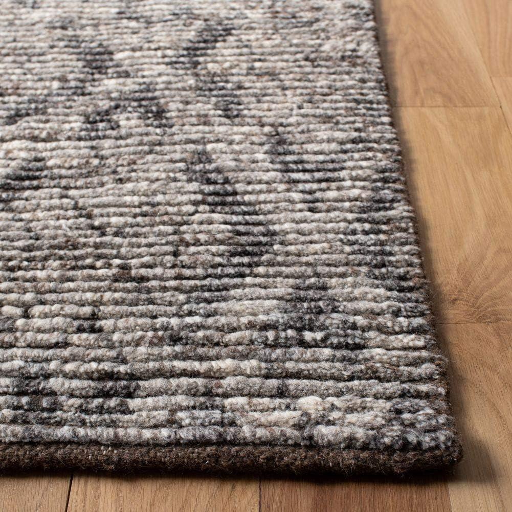 Gray Hand-Knotted Wool 4' x 6' Rectangular Rug