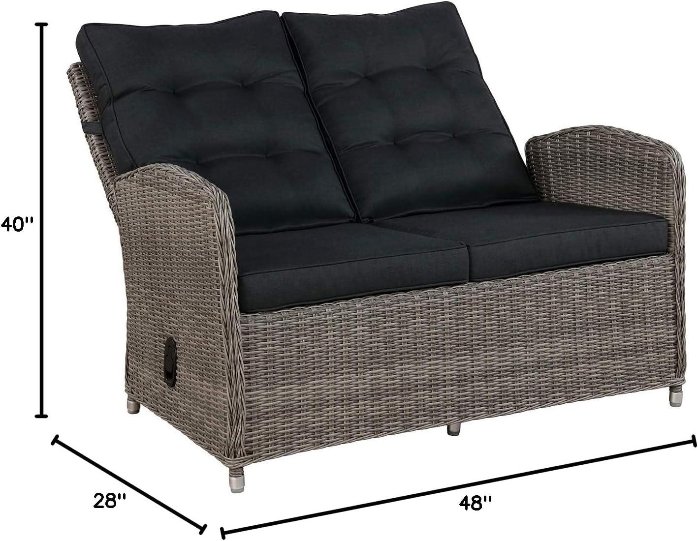 Monaco Outdoor 2 Seat Reclining Bench - Gray - Alaterre Furniture