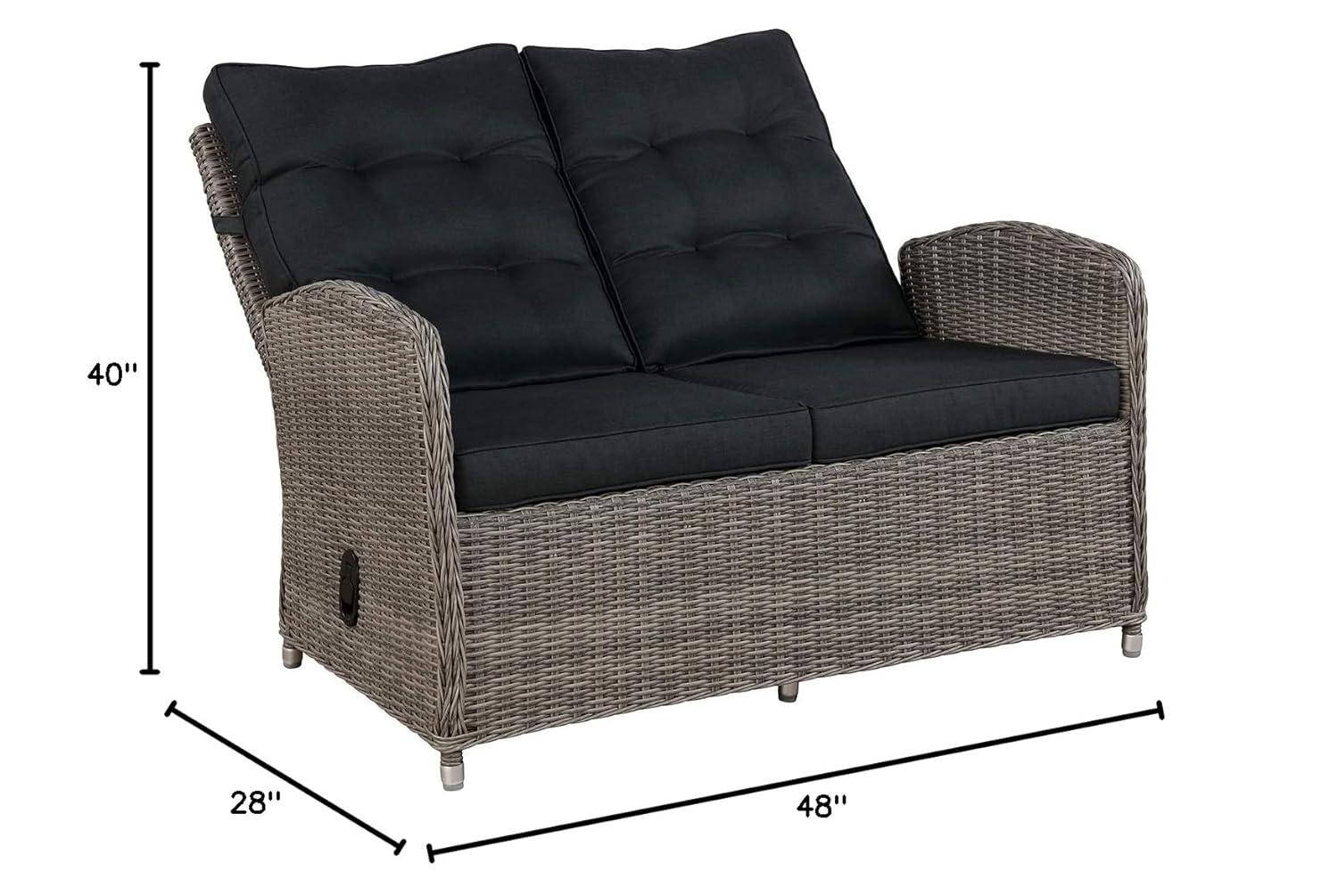Monaco Outdoor 2 Seat Reclining Bench - Gray - Alaterre Furniture