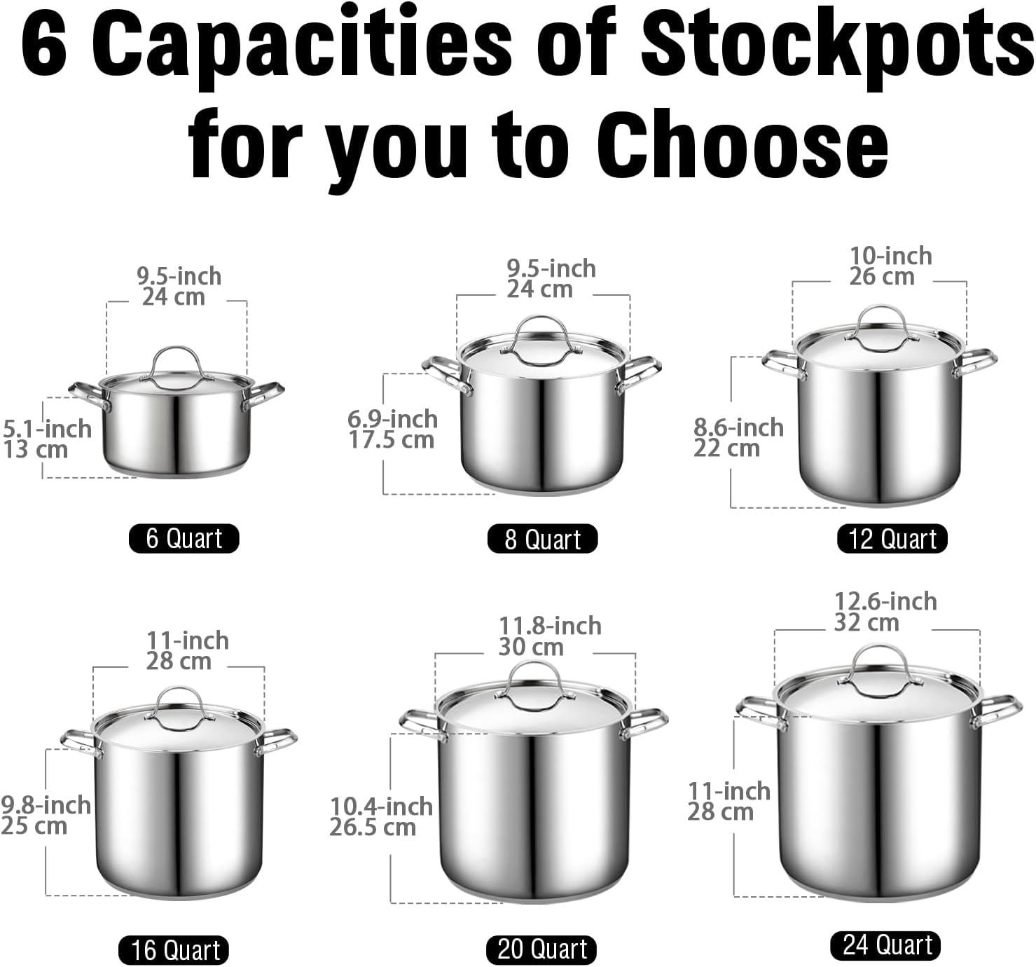 24-Quart Stainless Steel Stockpot with Lid for Multi-Purpose Cooking