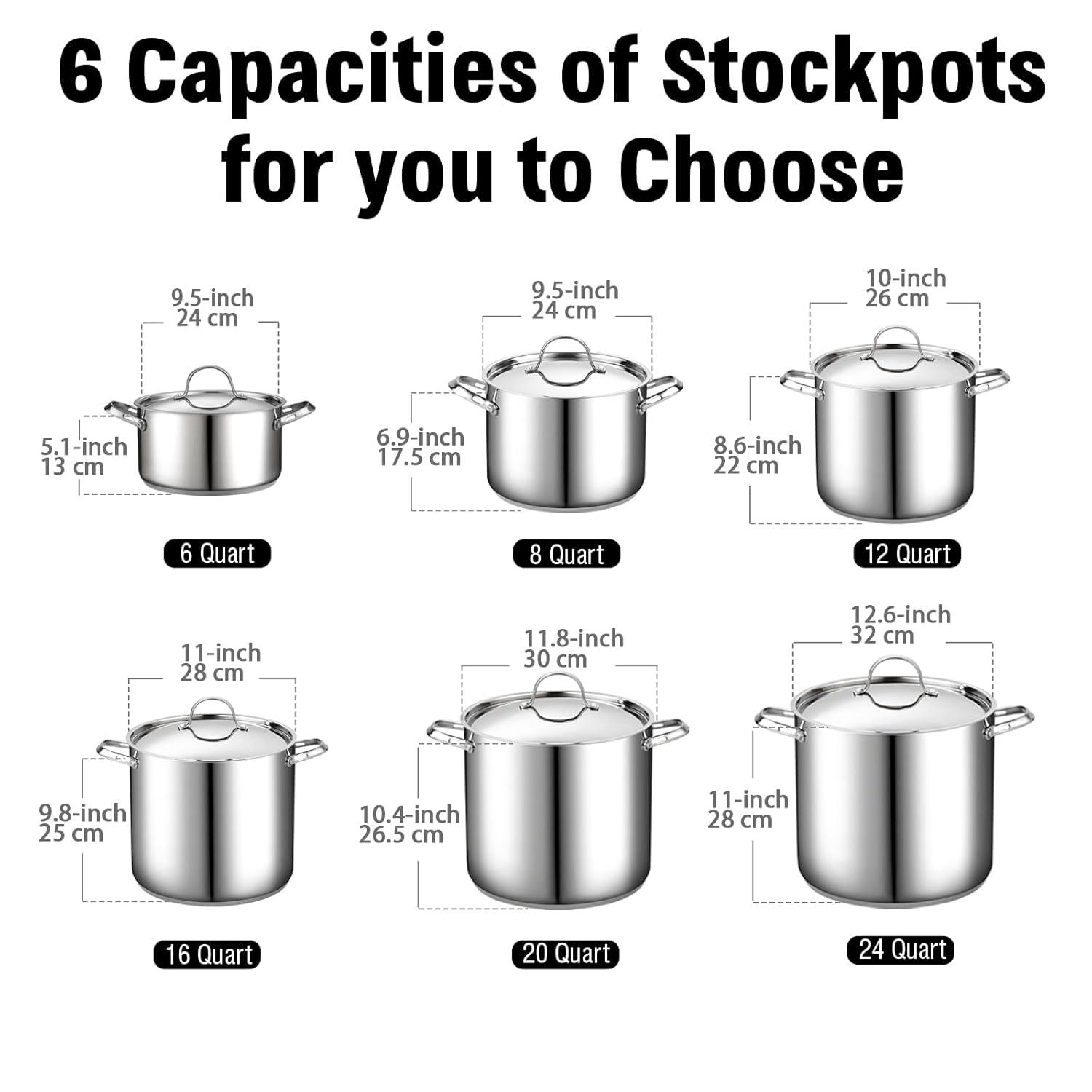 Cooks Standard 18/10 Stainless Steel Stockpot 20-Quart, Classic Deep Cooking Pot Canning Cookware with Stainless Steel Lid, Silver