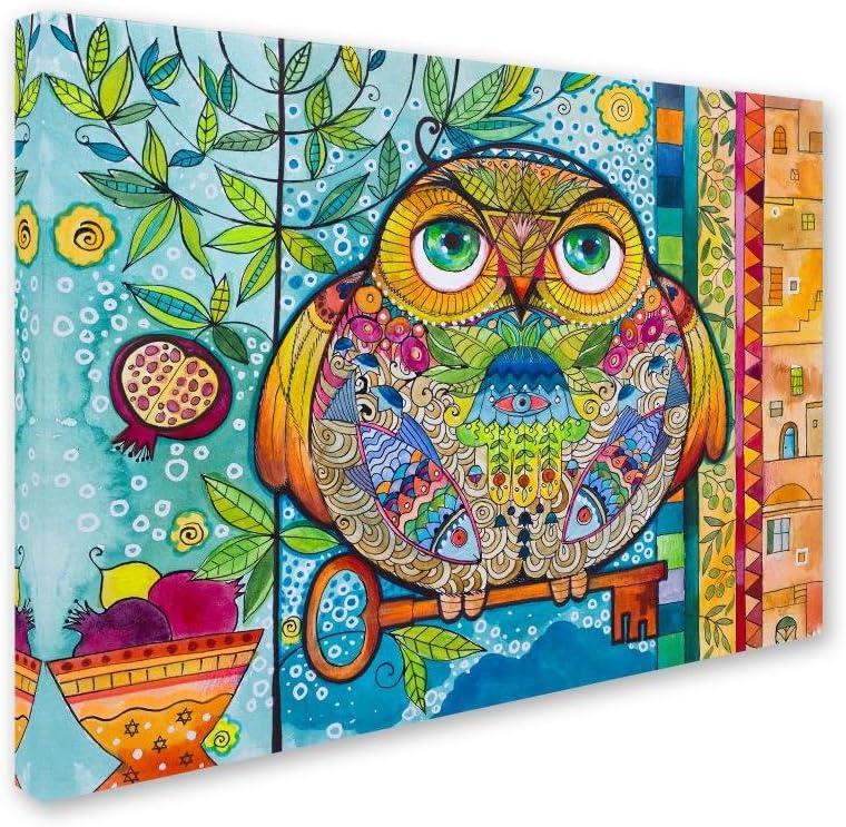 Trademark Fine Art -Oxana Ziaka 'Judaica Folk Owl' Canvas Art