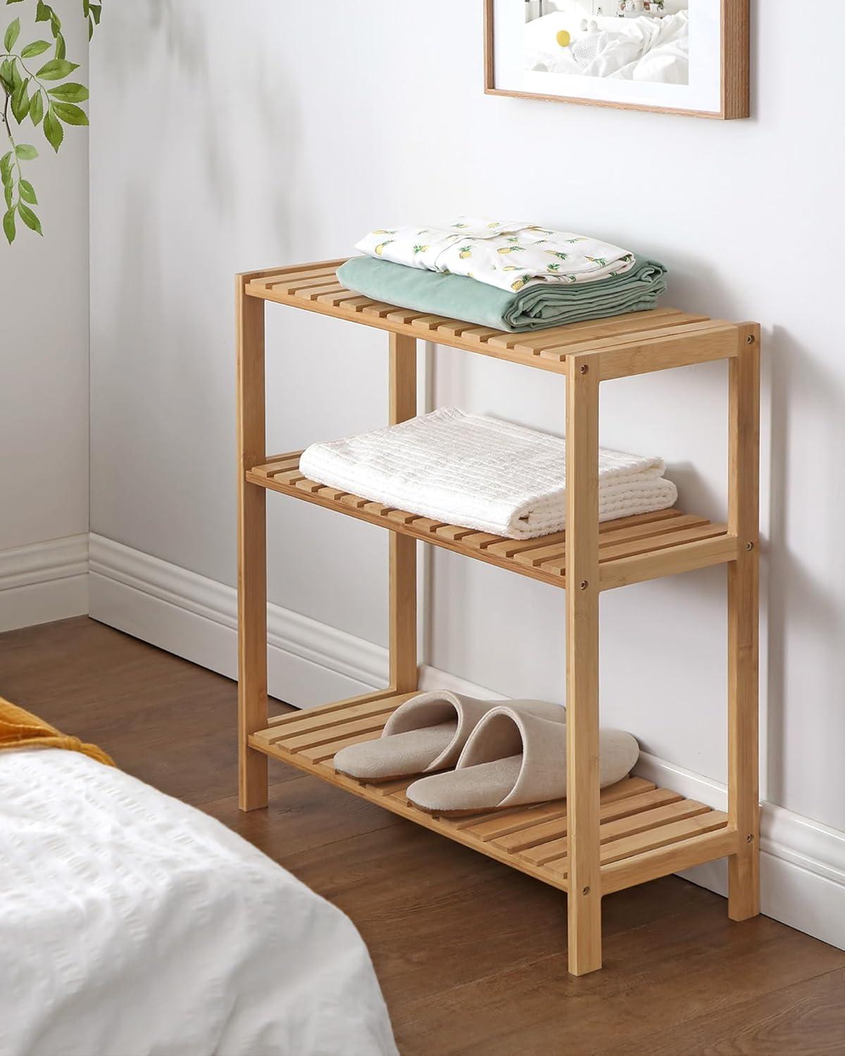 Natural Bamboo 3-Tier Multifunctional Storage Shelf