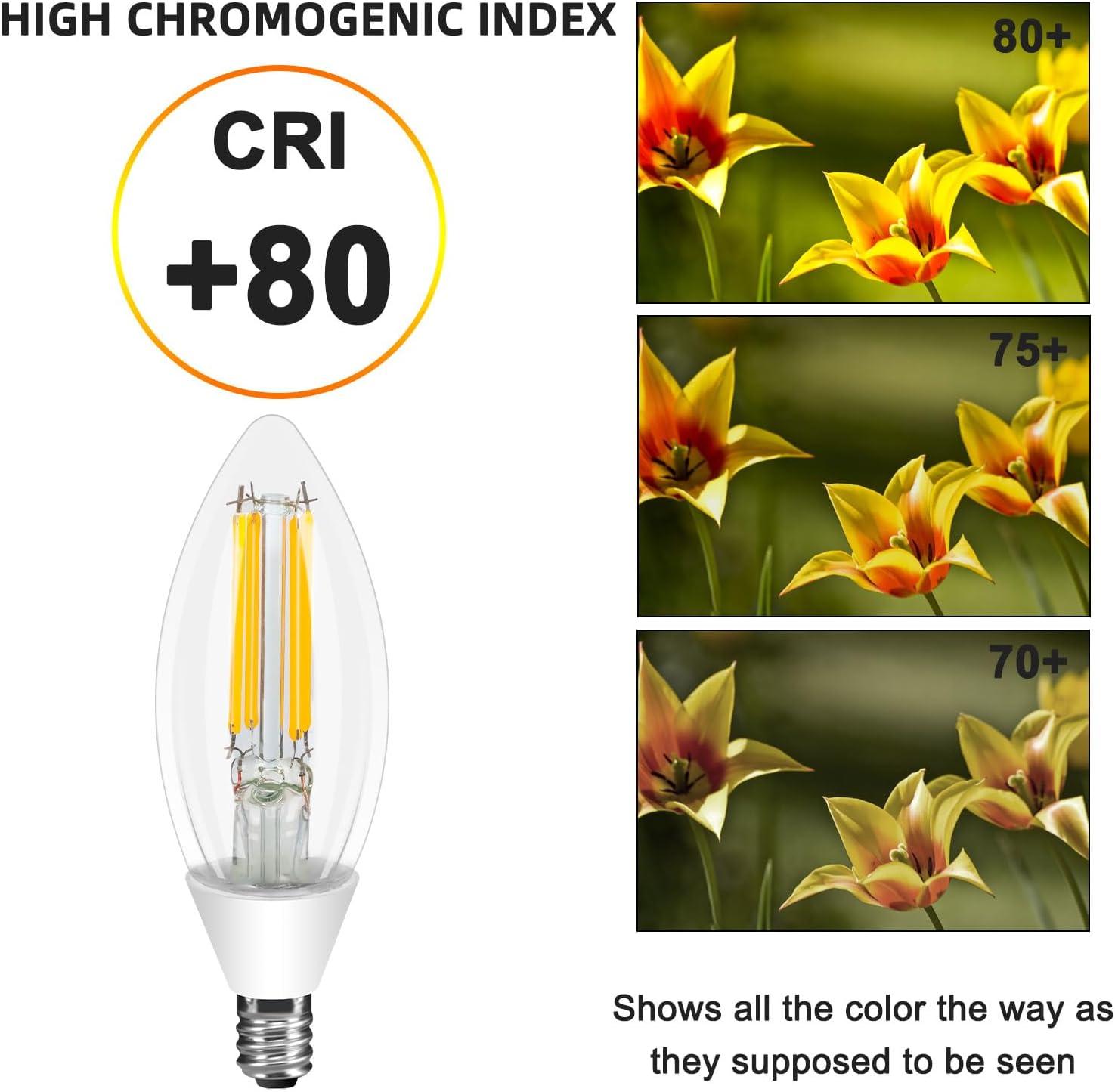 Dimmable Warm White LED Filament Chandelier Bulbs, 6-Pack