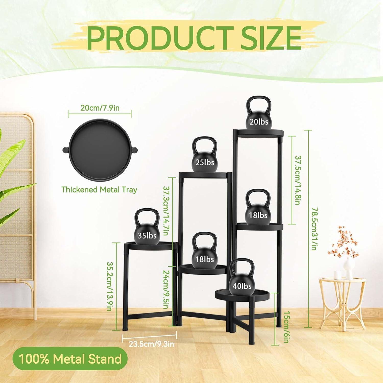 Tall Black 6-Tier Folding Iron Plant Stand