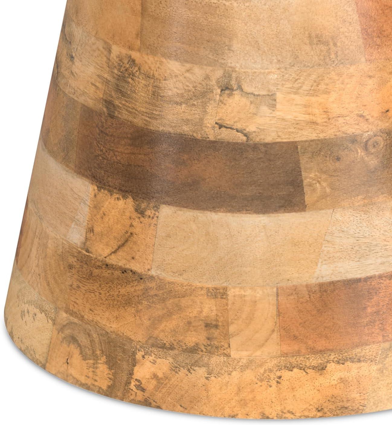 Simpli Home Robbie 16"W Solid Mango Wood Round Accent Table with Sculptural Design